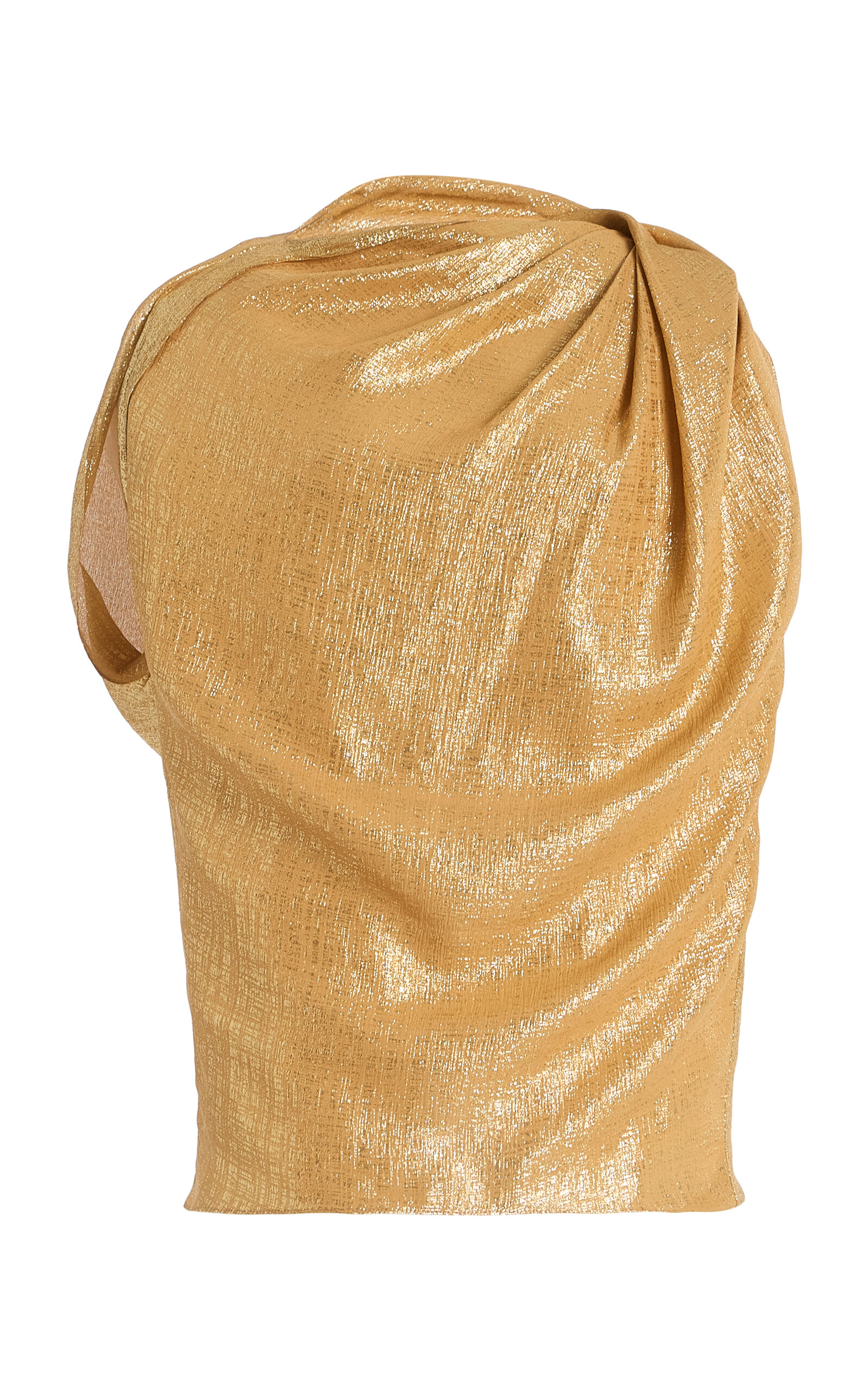 Michael Kors Draped Georgette Lamé Blouse In Gold
