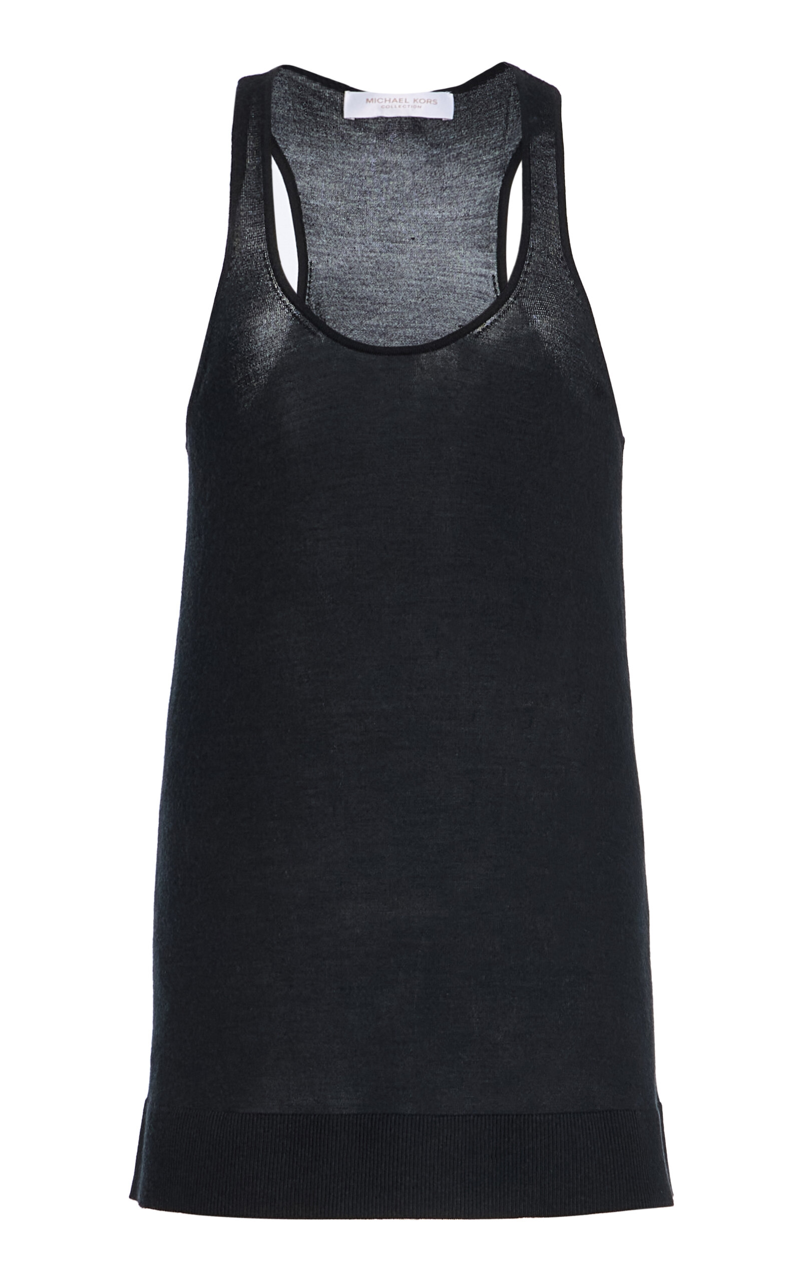 Michael Kors Collection Scoop Neck Cashmere Merino Silk Tank Top - Black - XS