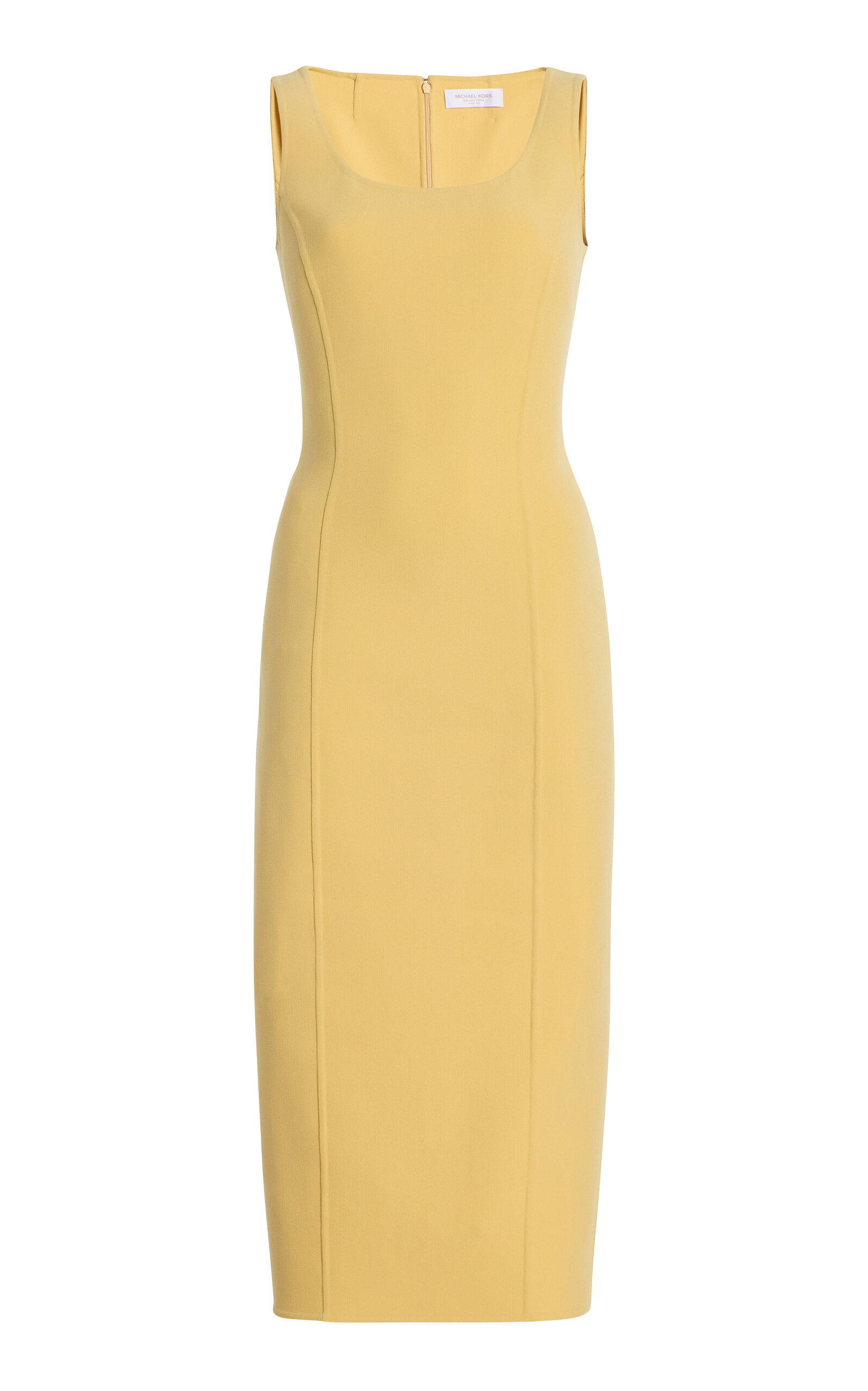 Michael Kors Collection Scoop Neck Stretch-Wool Midi Dress - Nude