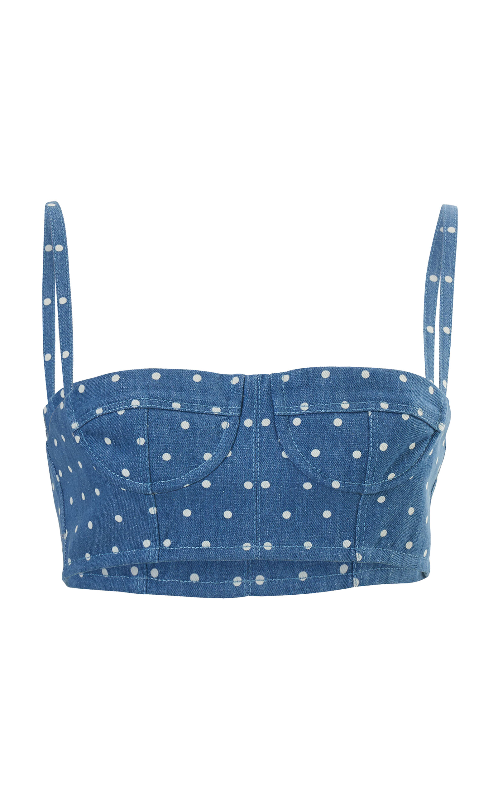 Carolina Herrera Denim Bustier Crop Top In Blue