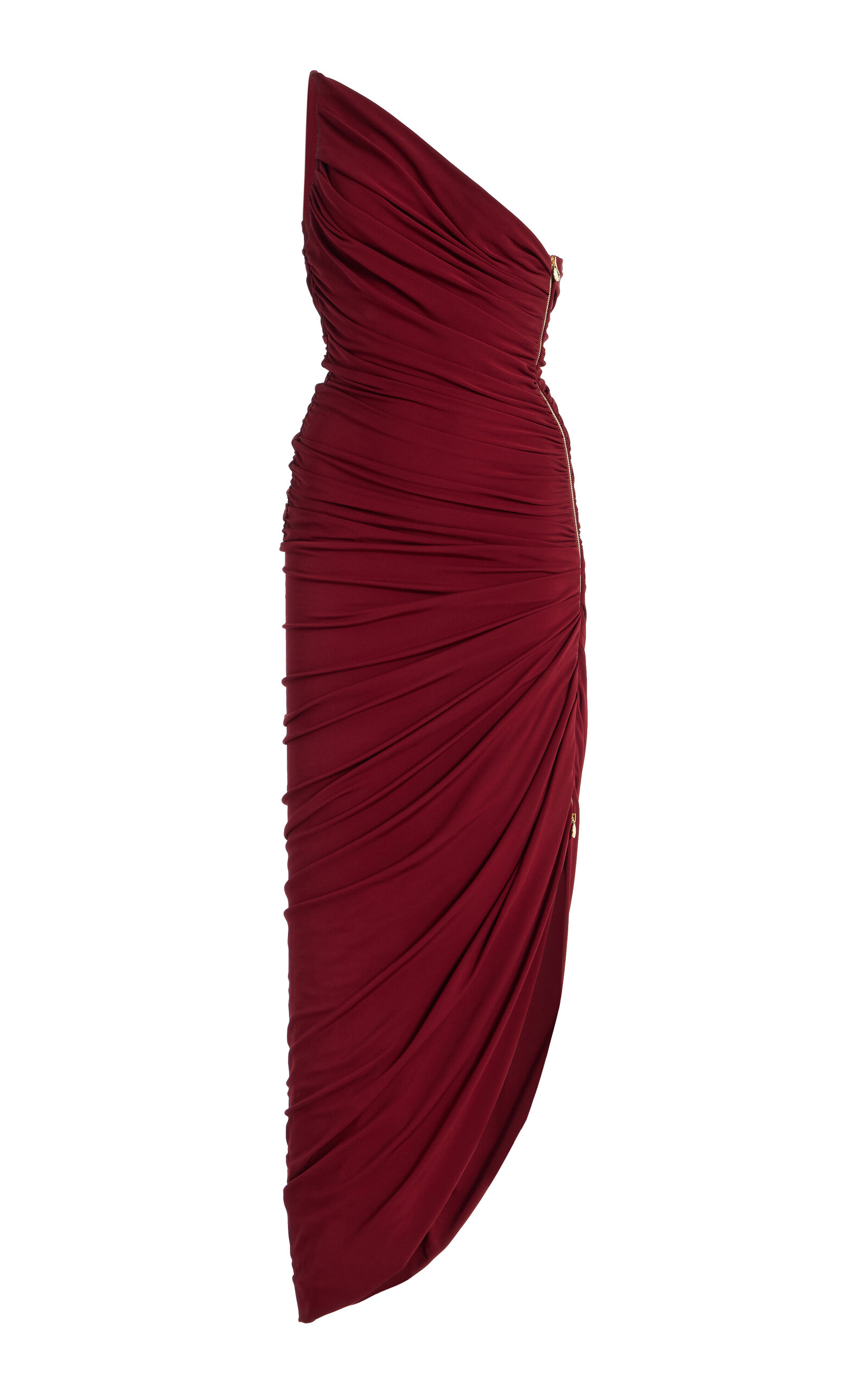 Carolina Herrera One-Shoulder Ruched Jersey Dress
