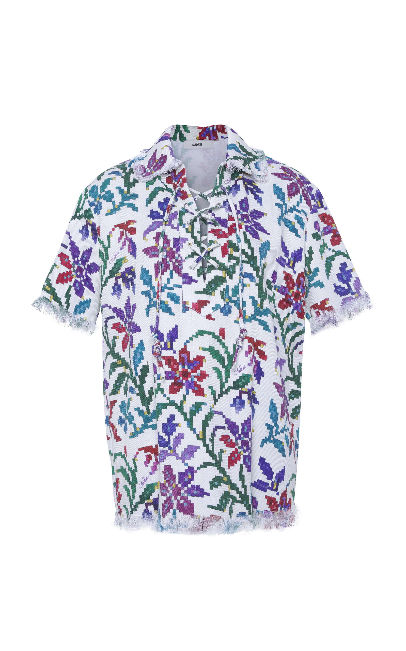 SIEDRÉS Carlos Printed Cotton-Gabardine Polo Top - Multi