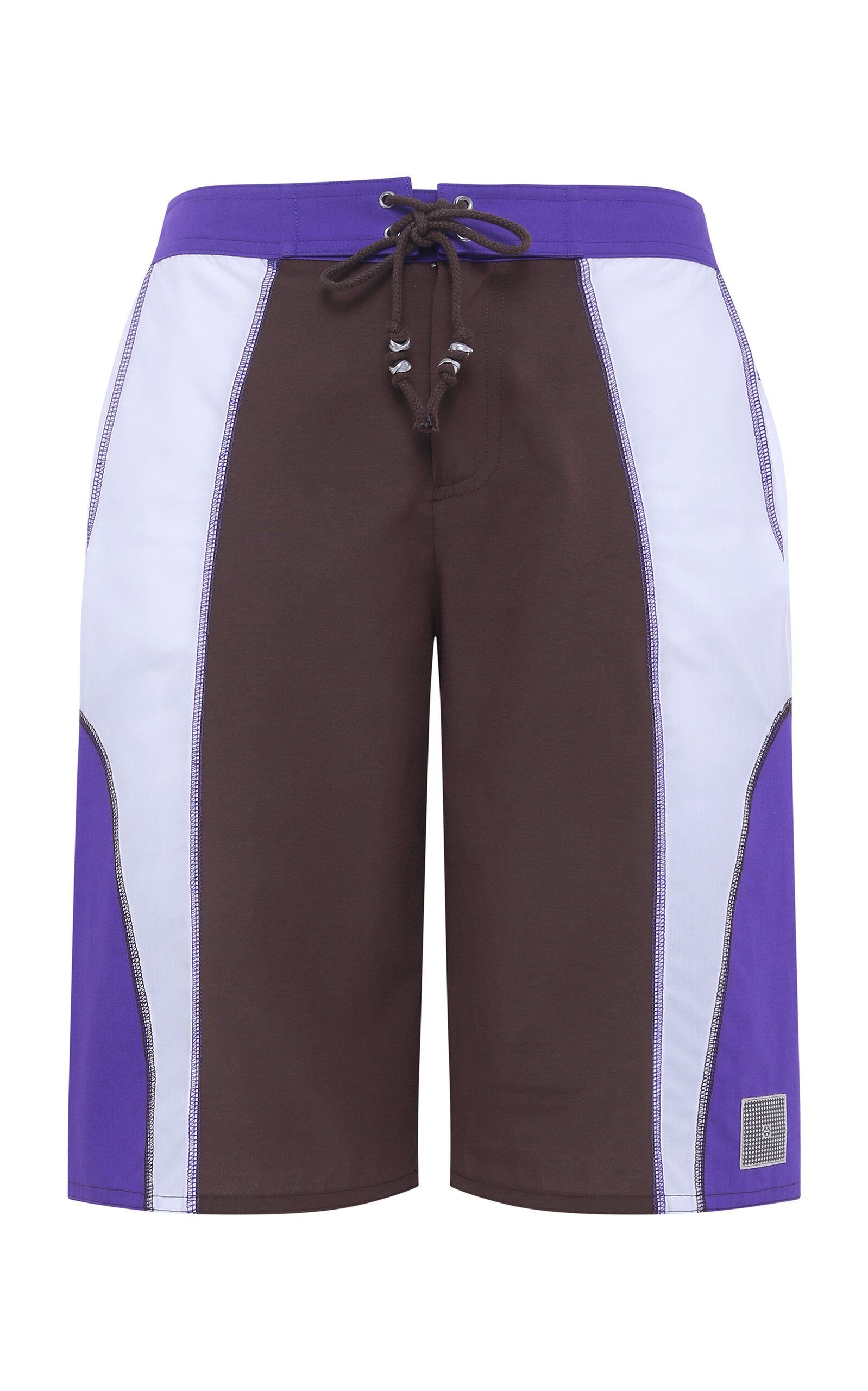 Siedres Malibu Colorblock Cotton-poplin Shorts In Brown