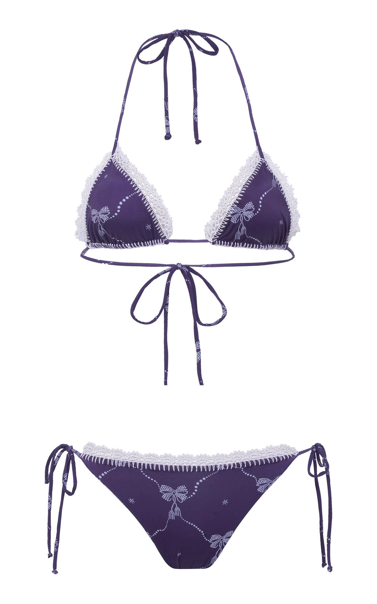 Siedres Juniper Crochet-detailed Bikini Top In Purple