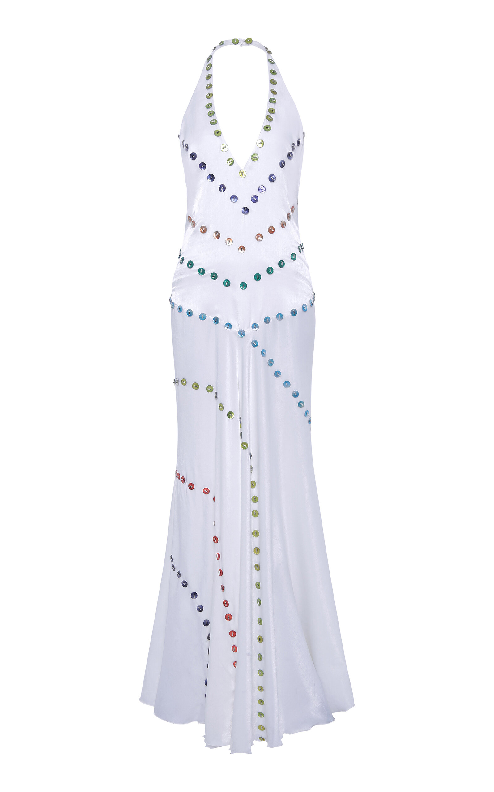 Siedres Vicka Beaded Satin Maxi Dress In White