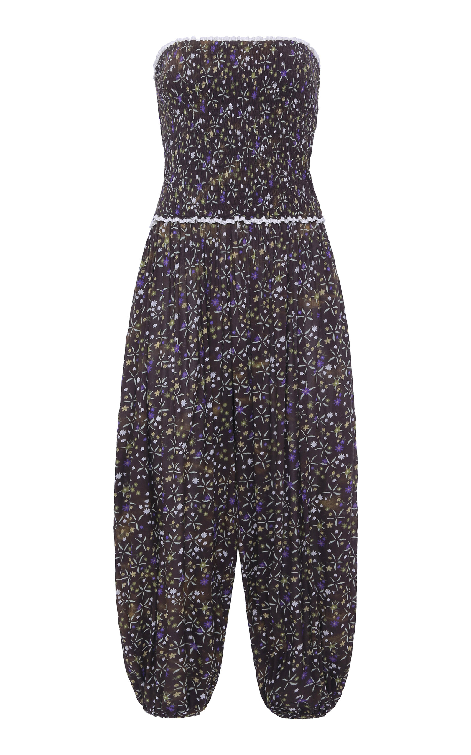 Siedres Anais Strapless Cotton-poplin Jumpsuit In Multi