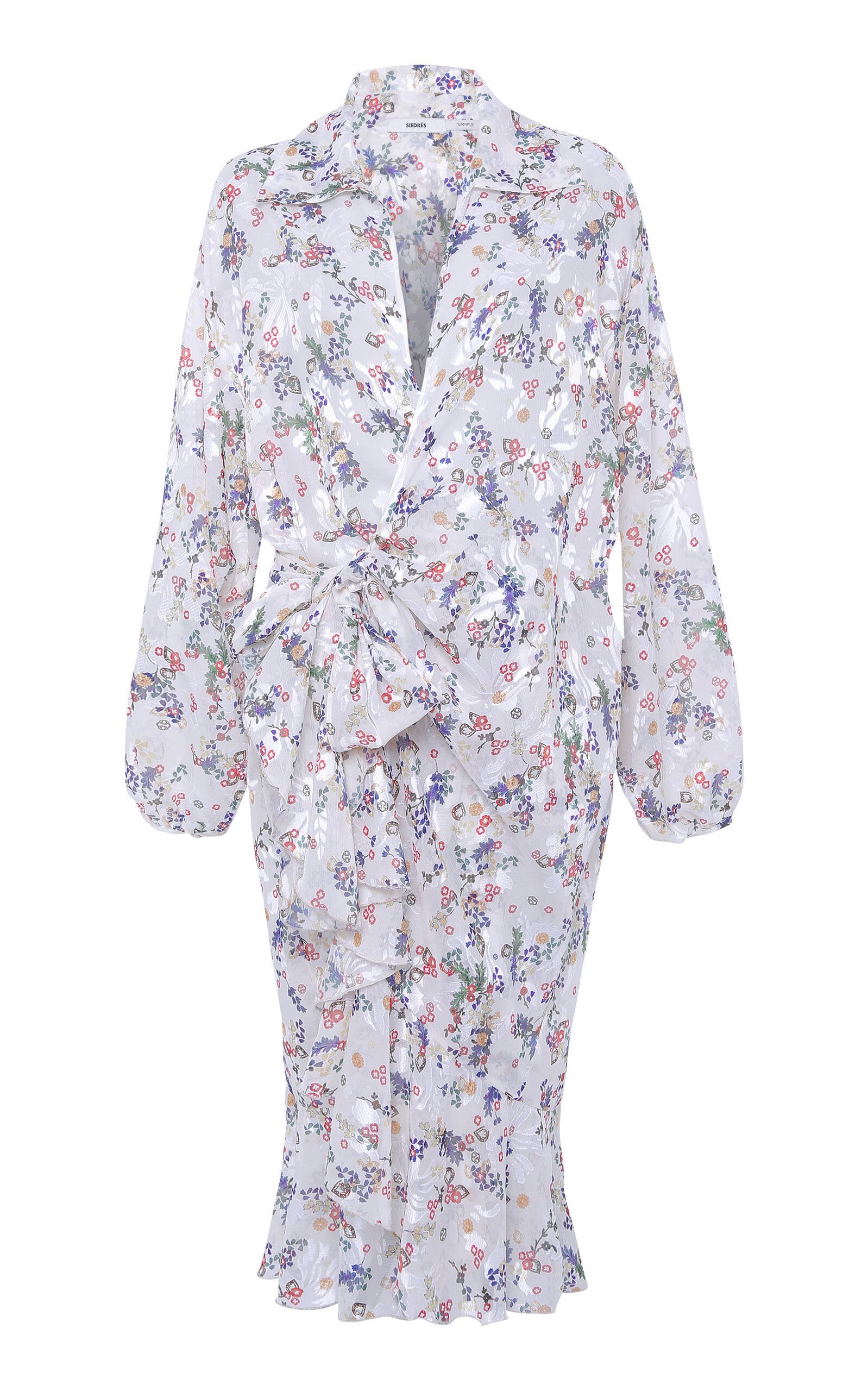 Siedres Sudy Ruffled Devoré Chiffon Midi Dress In White