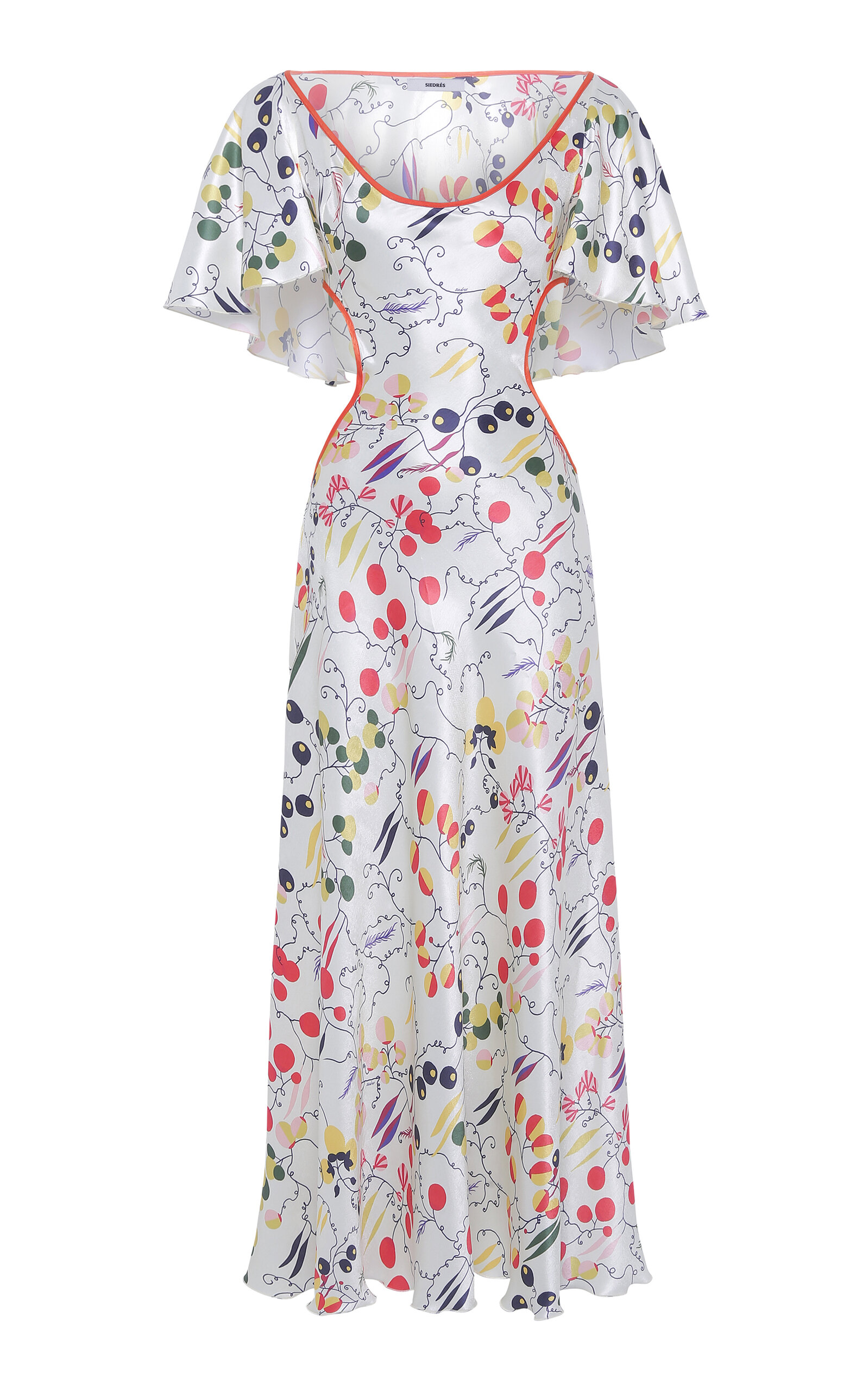 Siedres Lidia Printed Satin Midi Dress In White