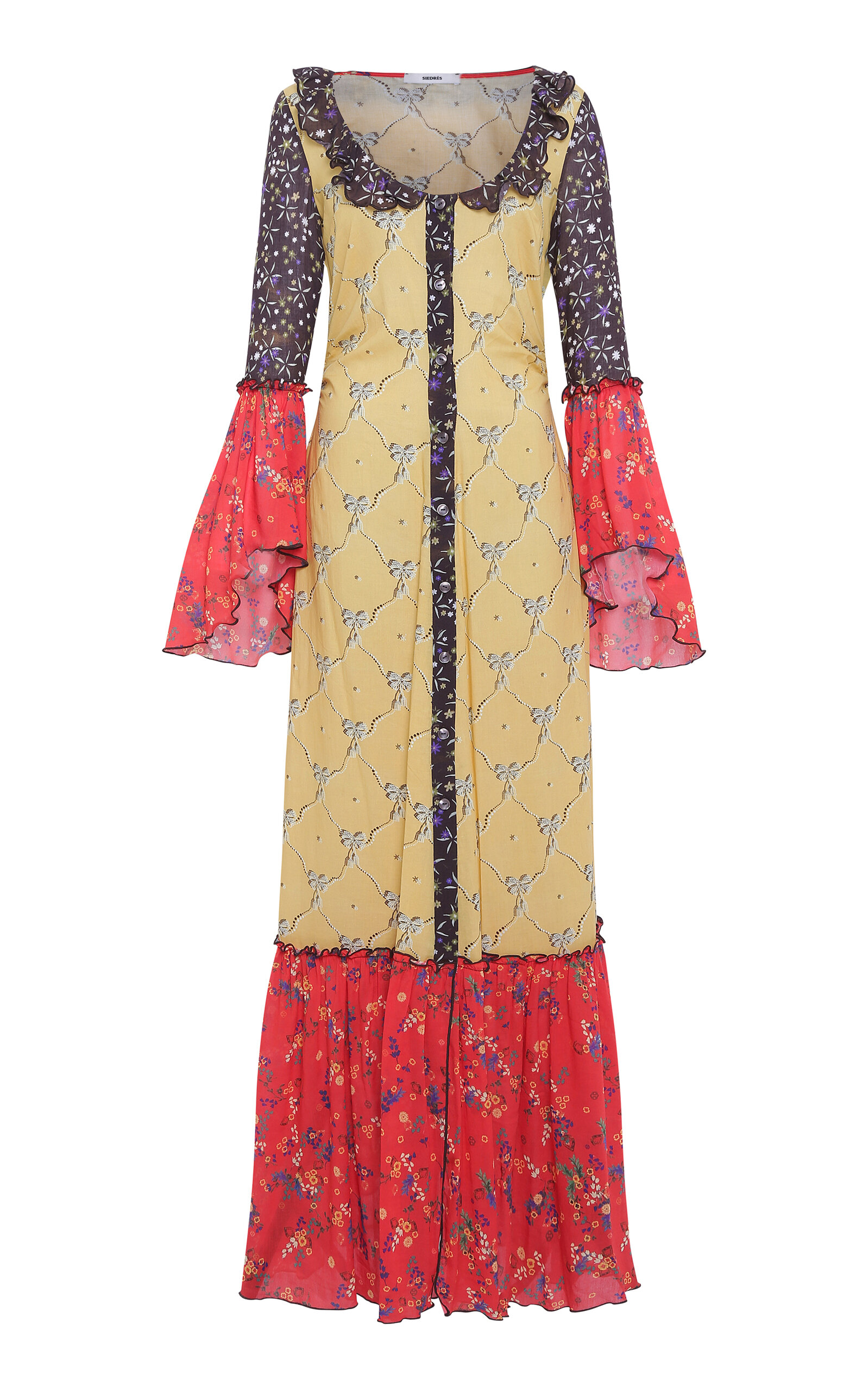 Siedres Sadie Patchwork Cotton-poplin Maxi Dress In Multi