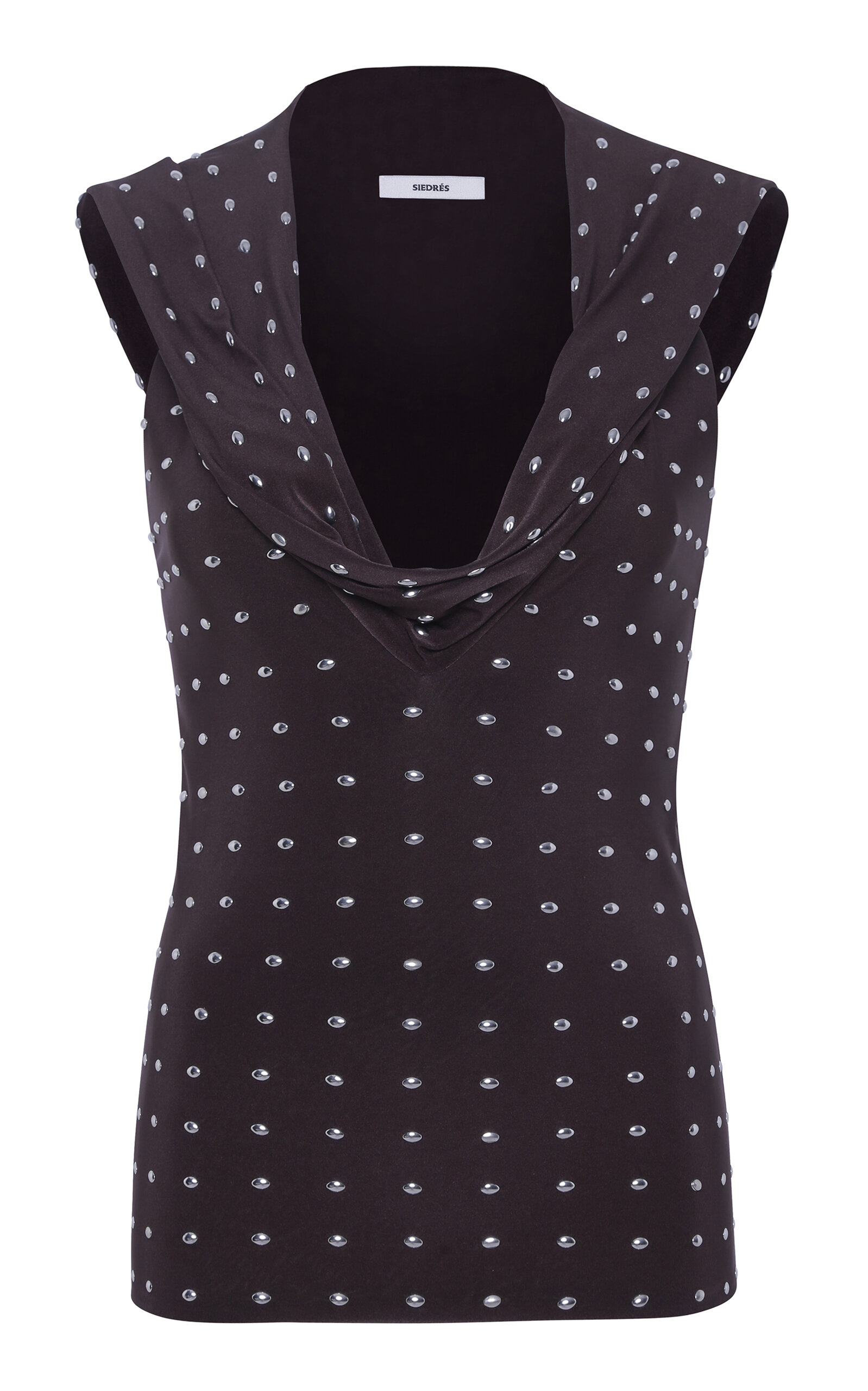 SIEDRÉS Hunni Cape-Detailed Top - Brown - XXS