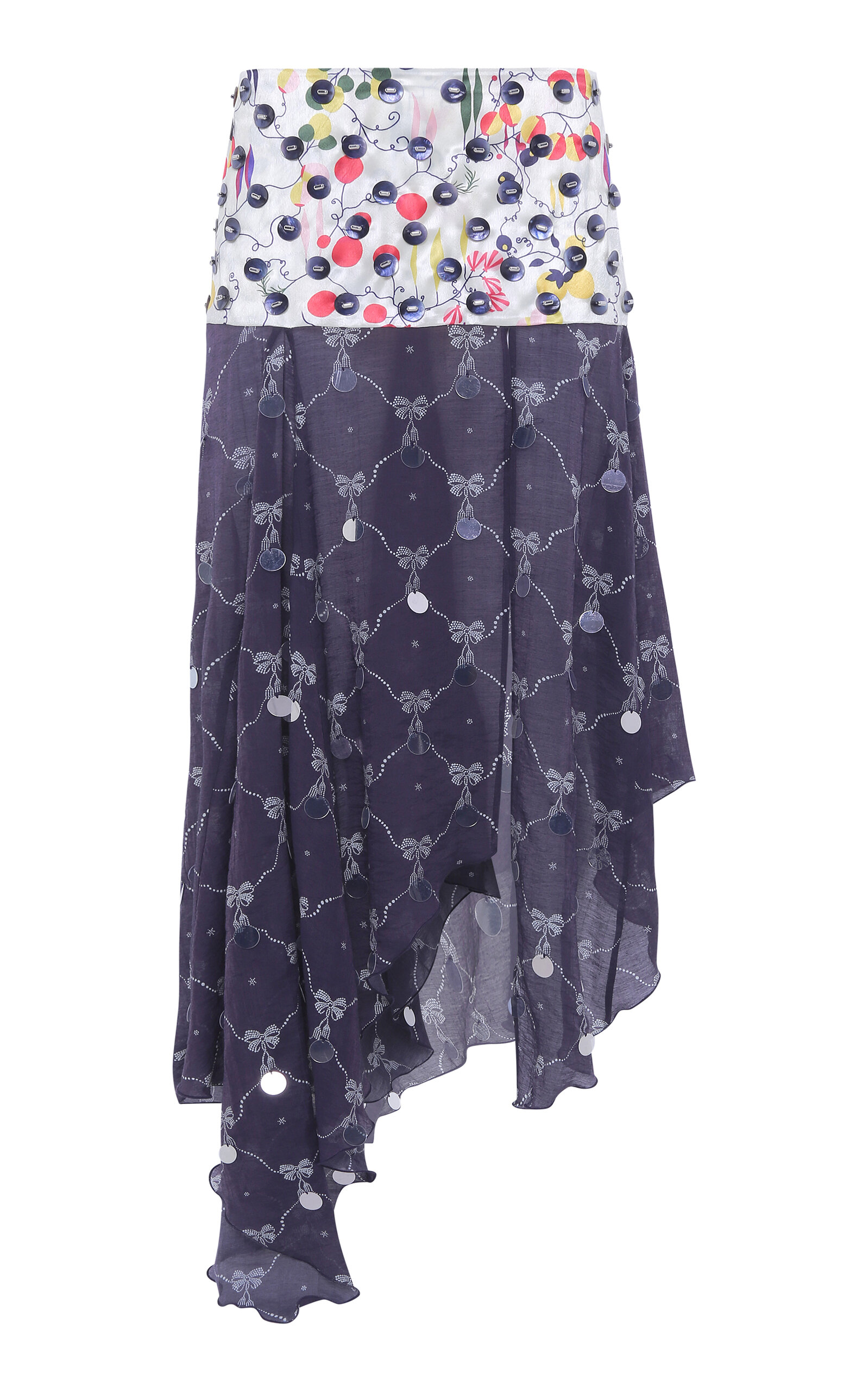 Siedres Lumier Asymmetric Satin-voile Midi Skirt In Blue