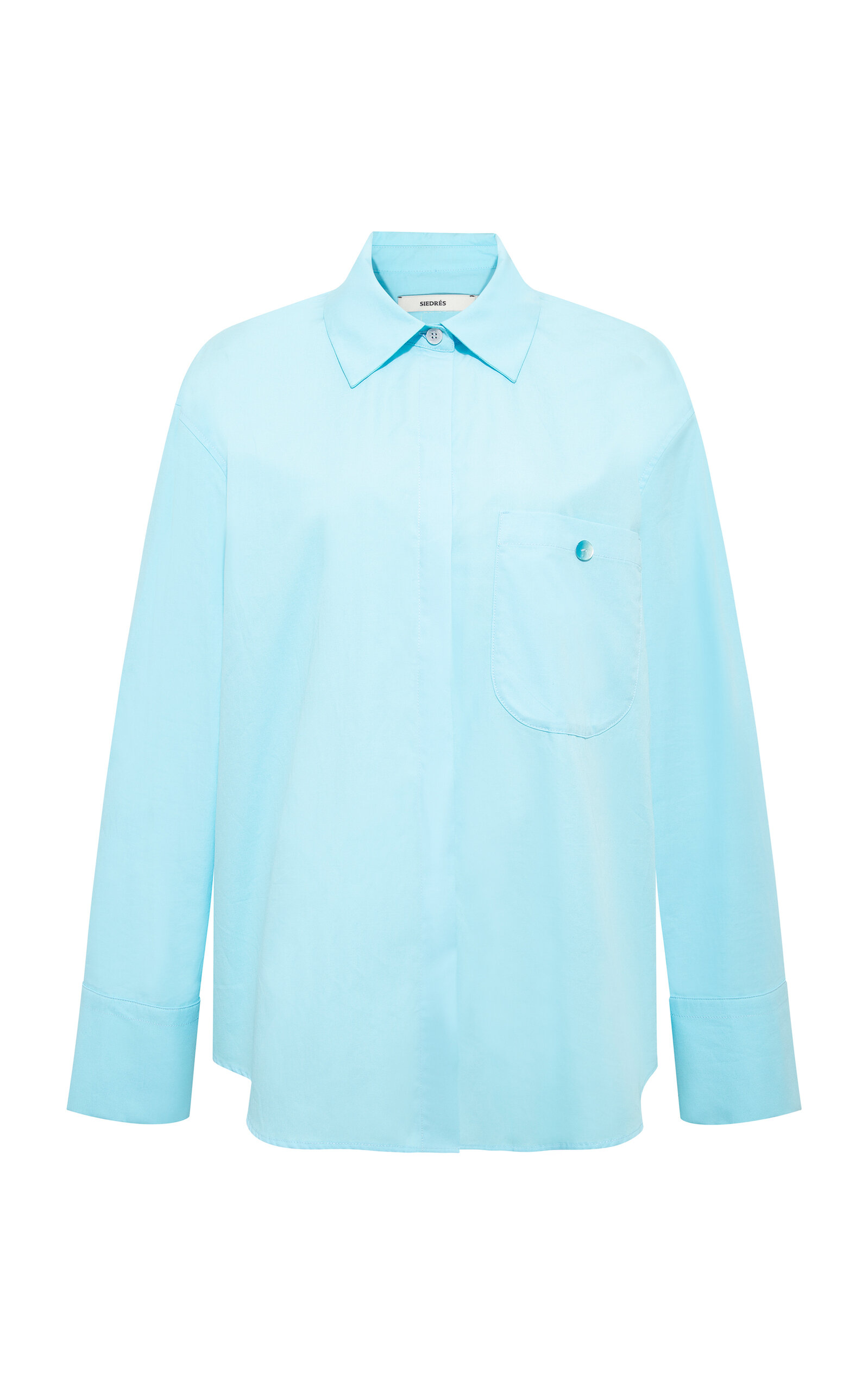 Siedres Mirna Oversized Cotton-poplin Button-down Shirt In Blue