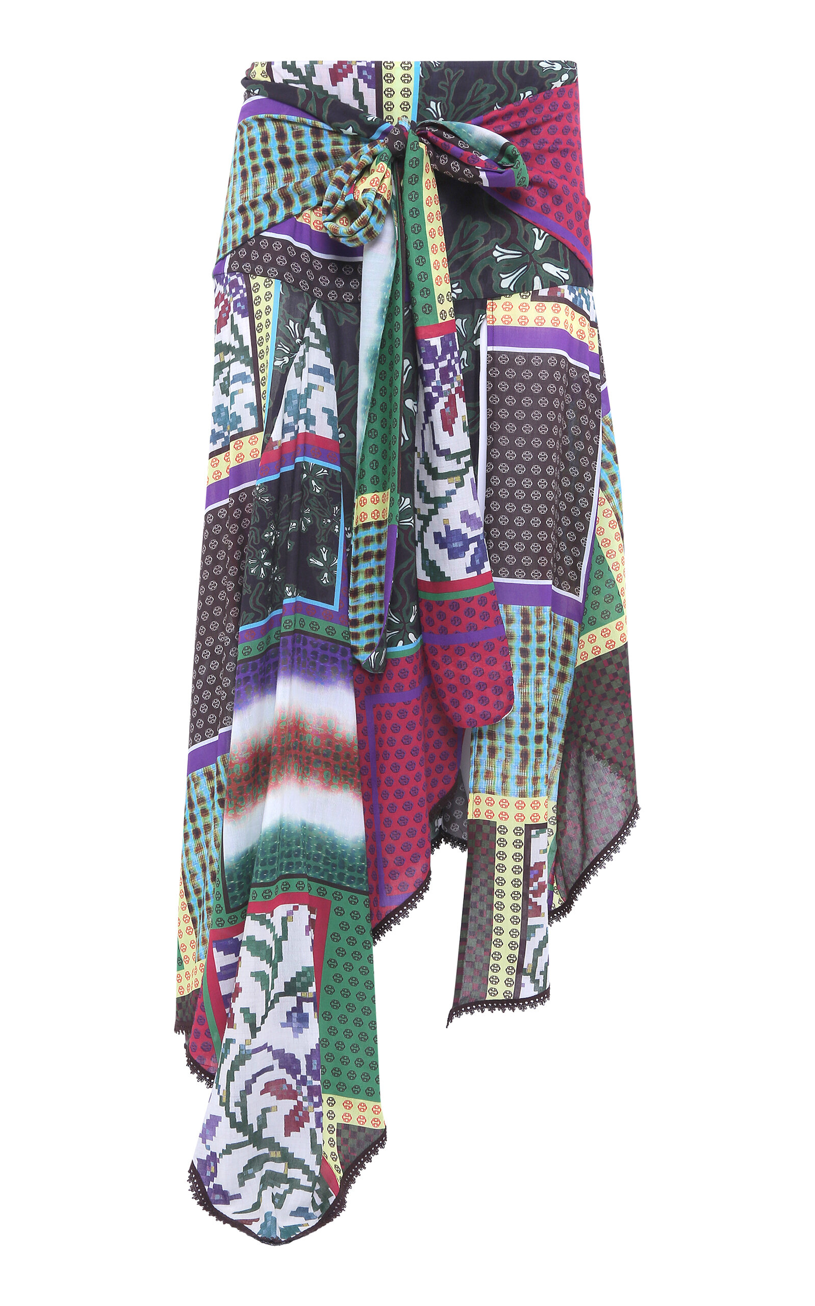 Siedres Lumier Patchwork Cotton-voile Midi Skirt In Multi