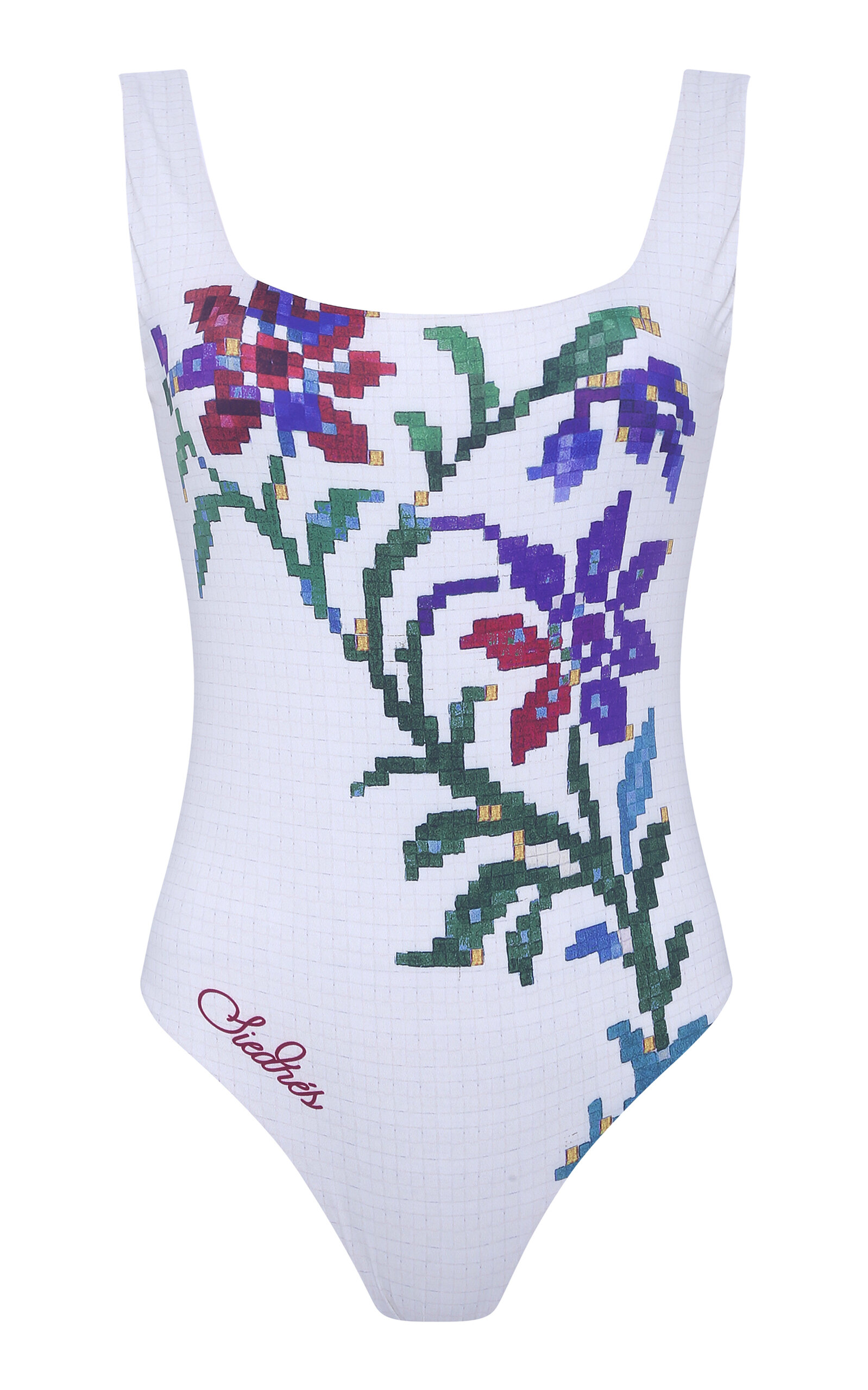 Siedres Aurel Floral One-piece Swimsuit In White