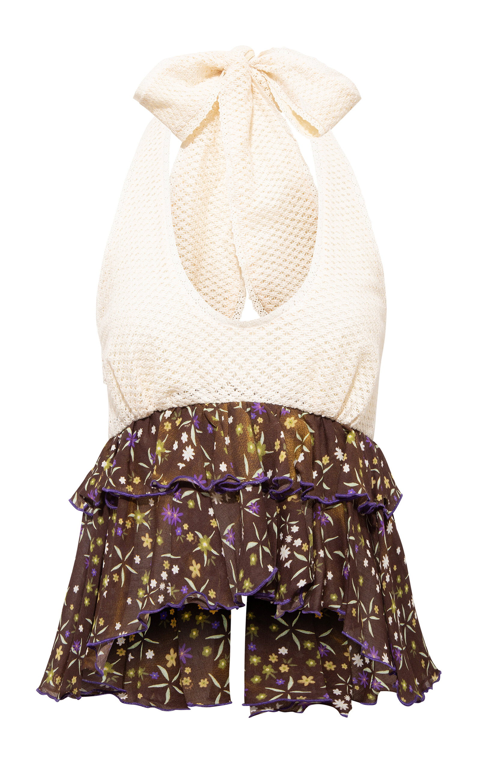 Siedres Lori Ruffled Lace-chiffon Top In White