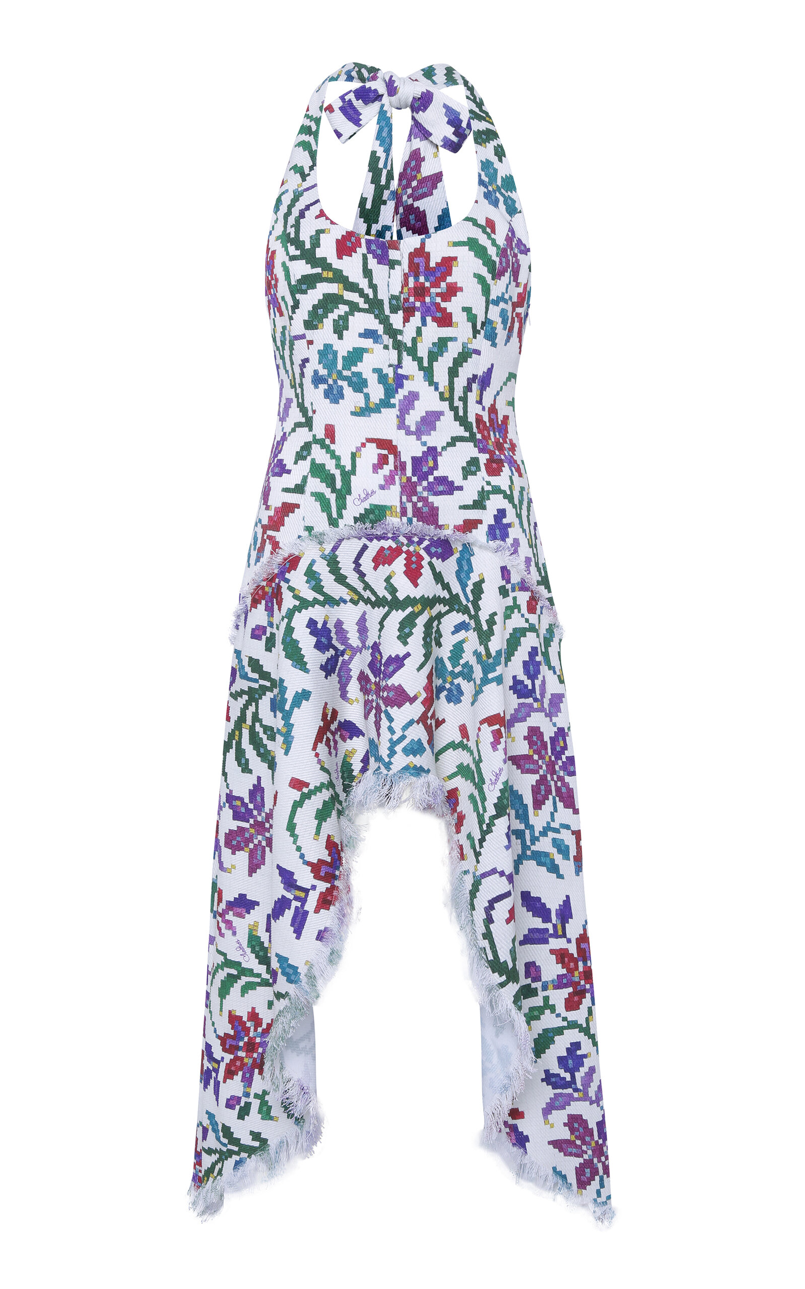 Siedres Belora Textured Cotton-gabardine Midi Dress In Multi