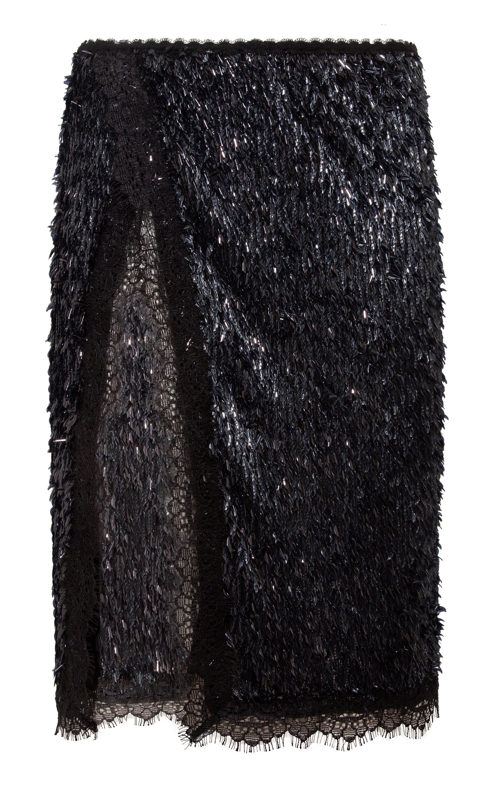 SIEDRÉS Bianca Sequined Lace Midi Skirt - Black