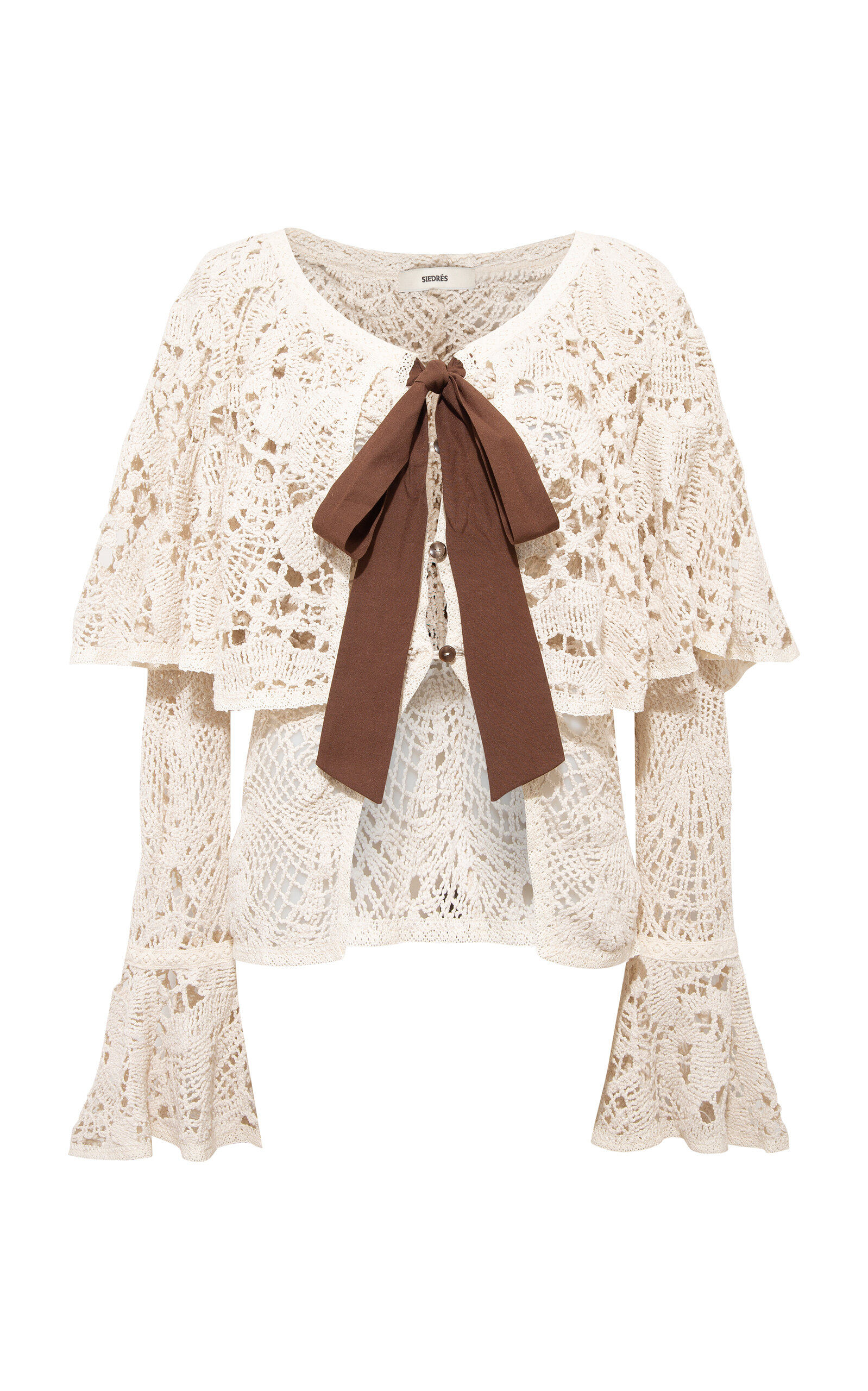 Siedres Stella Crocheted Cape Cardigan In White