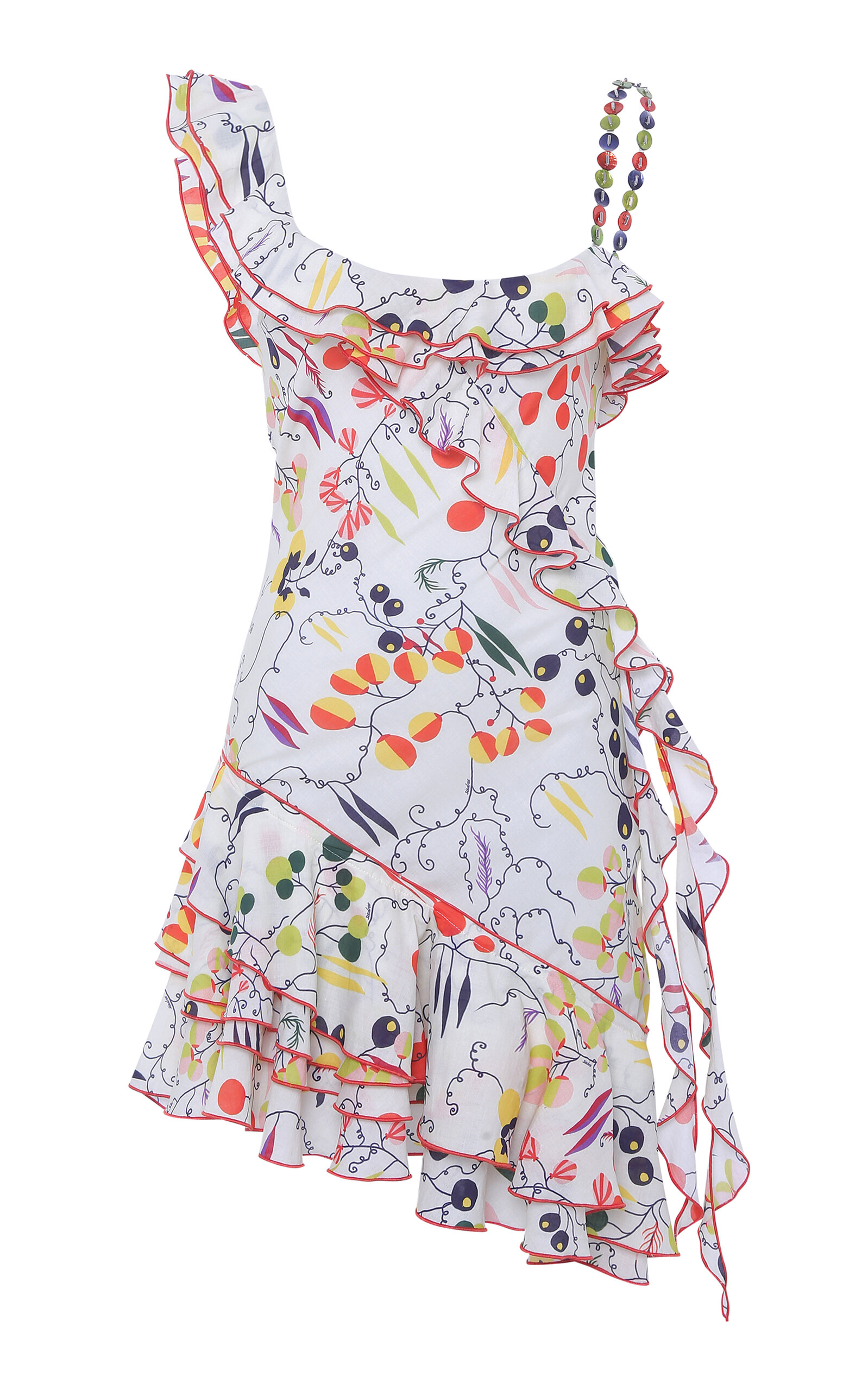 Siedres Mimika Printed Cotton-poplin Mini Dress In White
