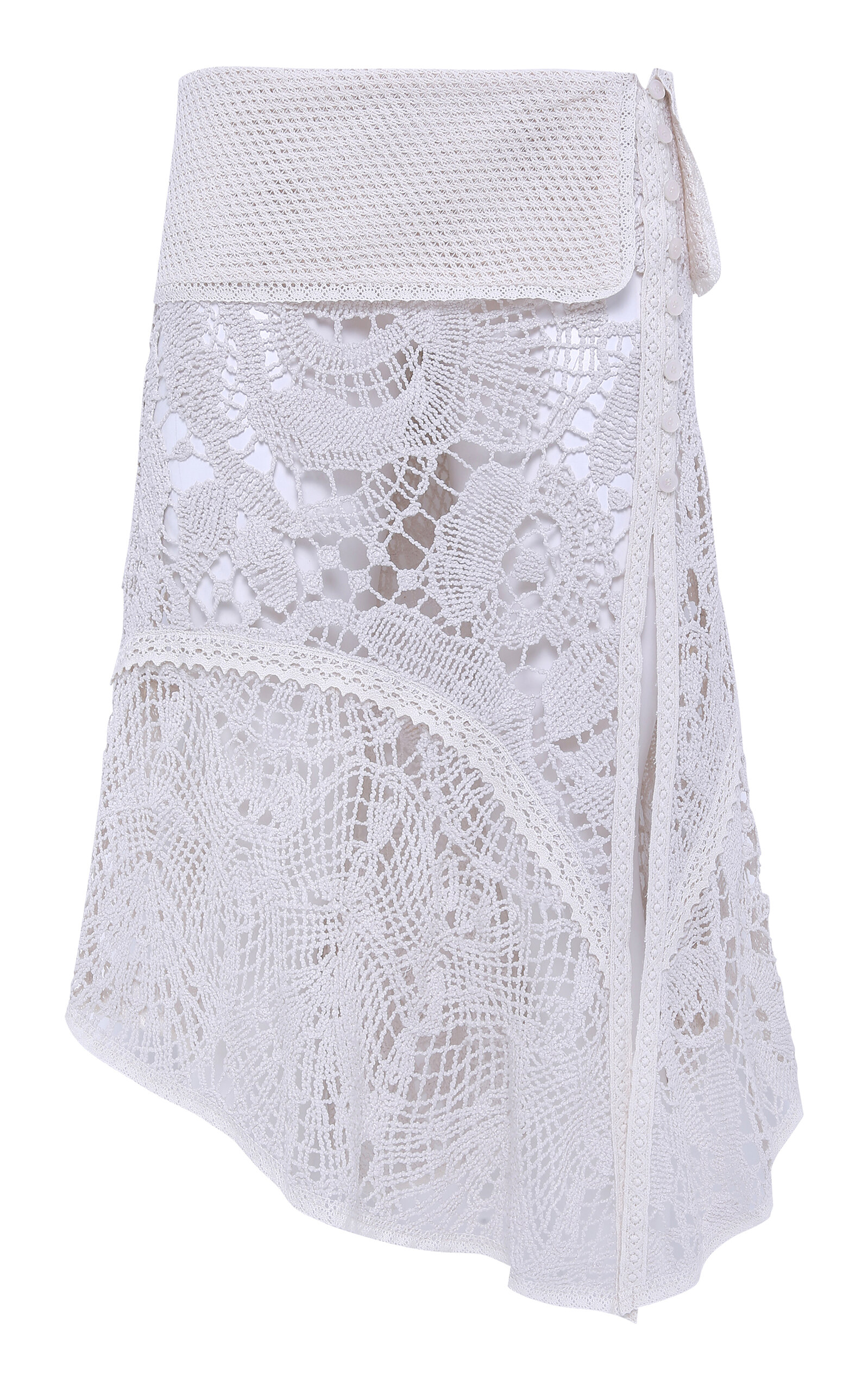 SIEDRÉS Rita Crocheted Lace Midi Skirt - Off-White