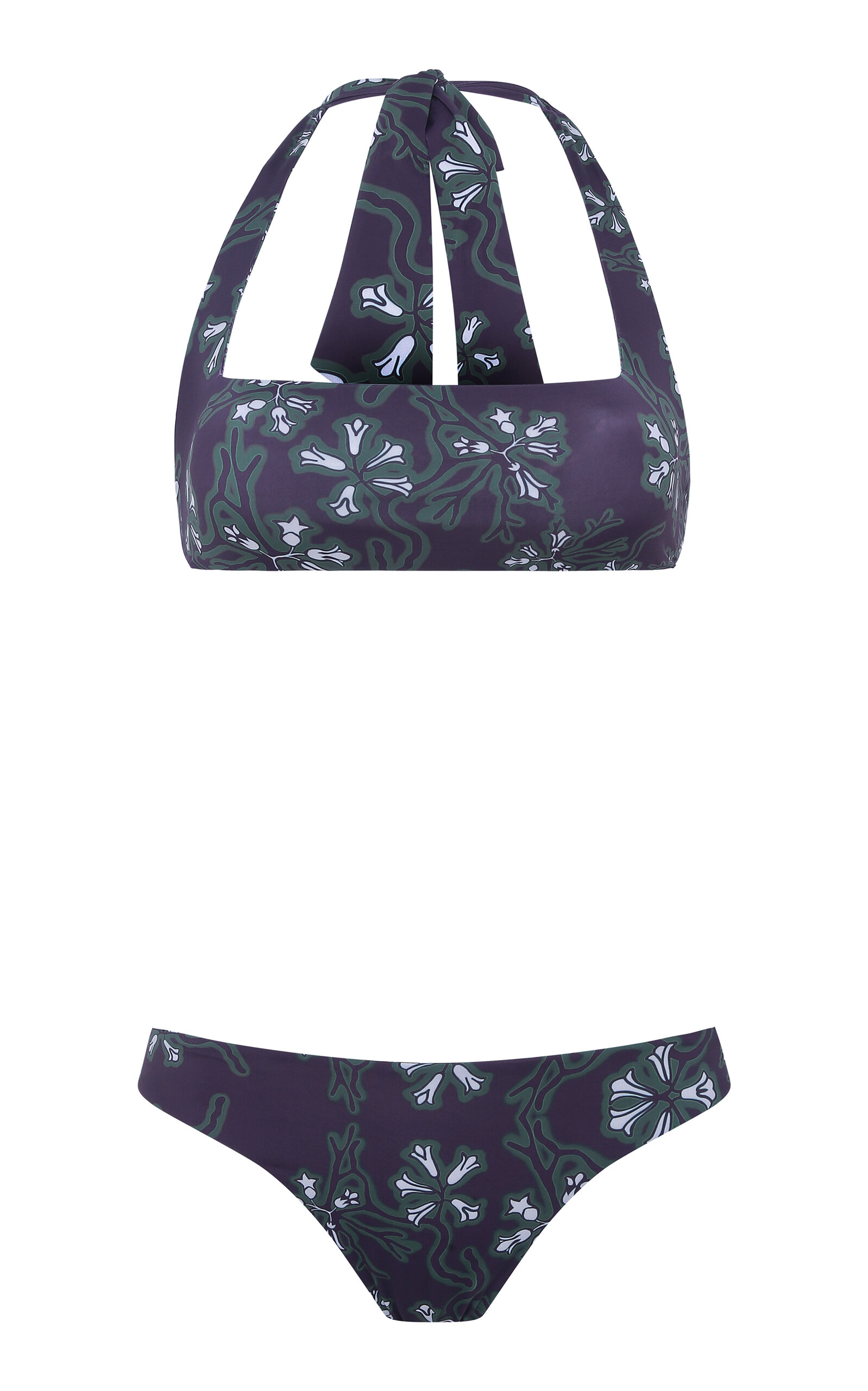 Siedres Sandy Printed Bandeau Bikini Top In Blue