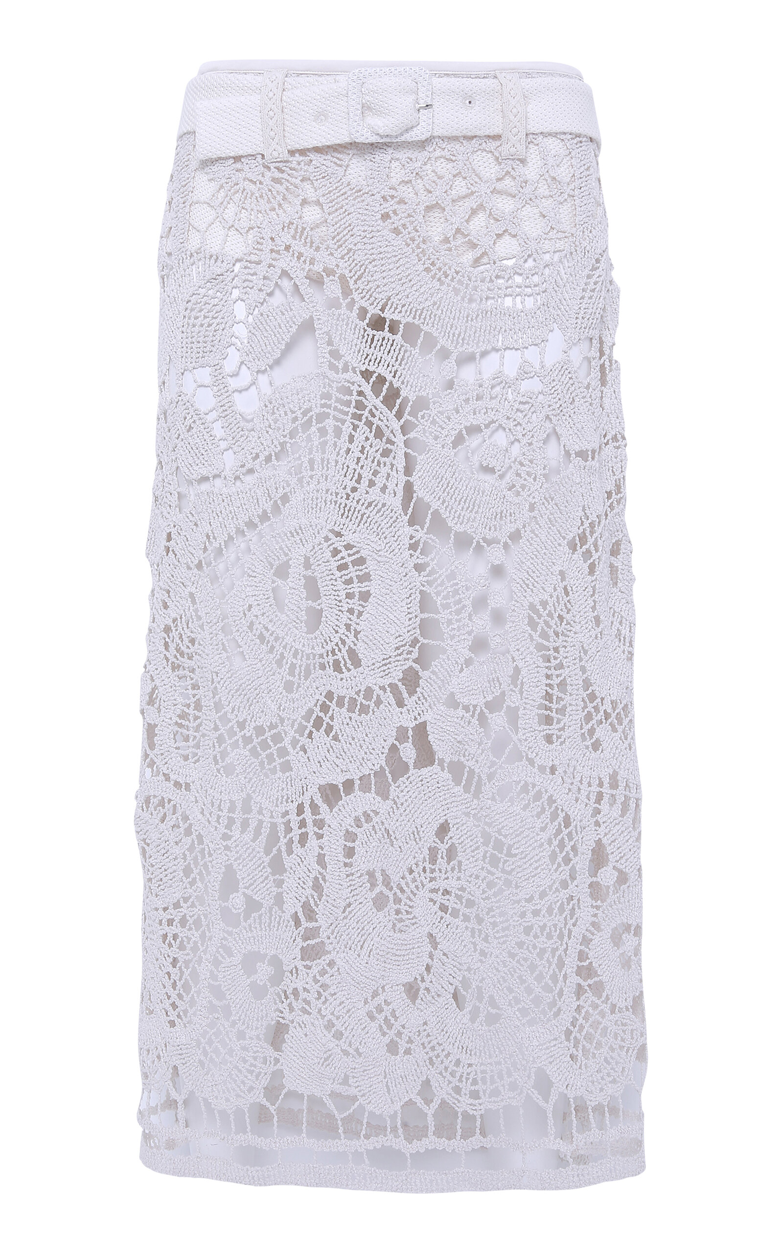 SIEDRÉS Wells Crocheted Lace Midi Skirt - Off-White