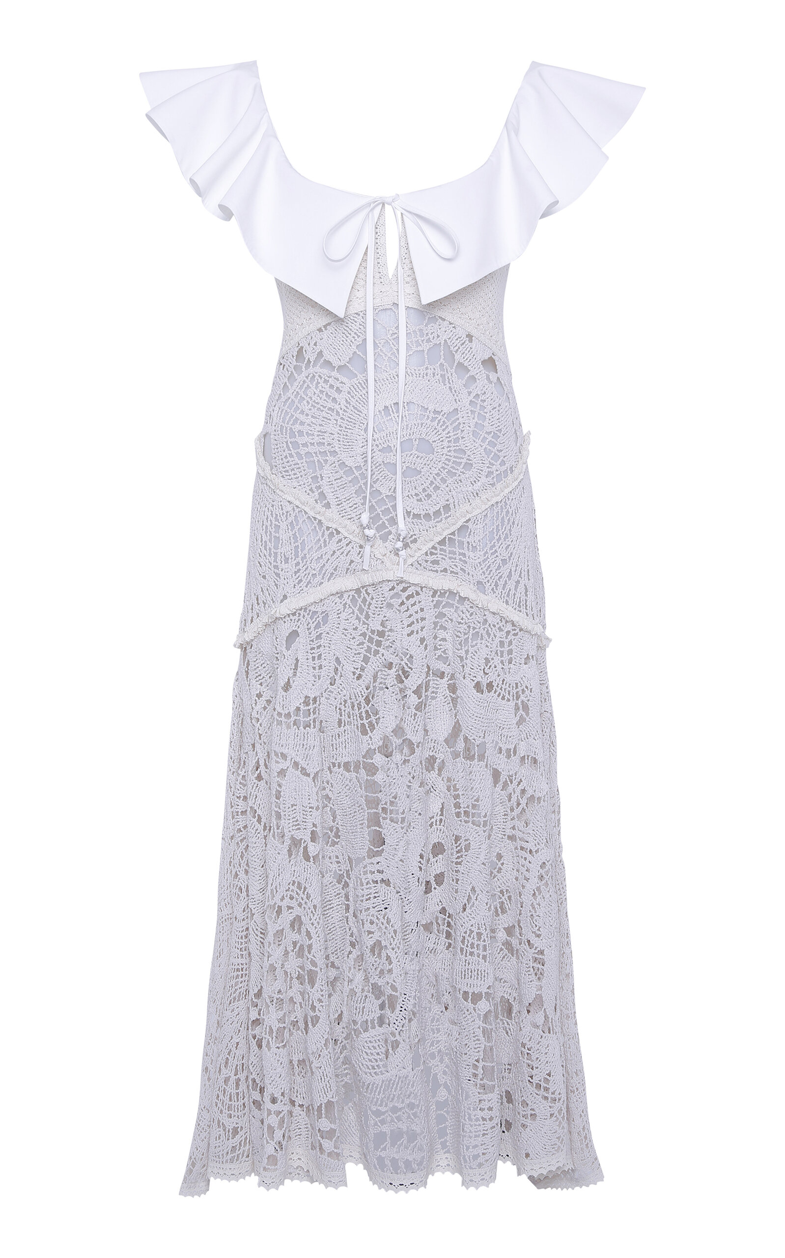Siedres Caenes Crocheted Lace Midi Dress In White