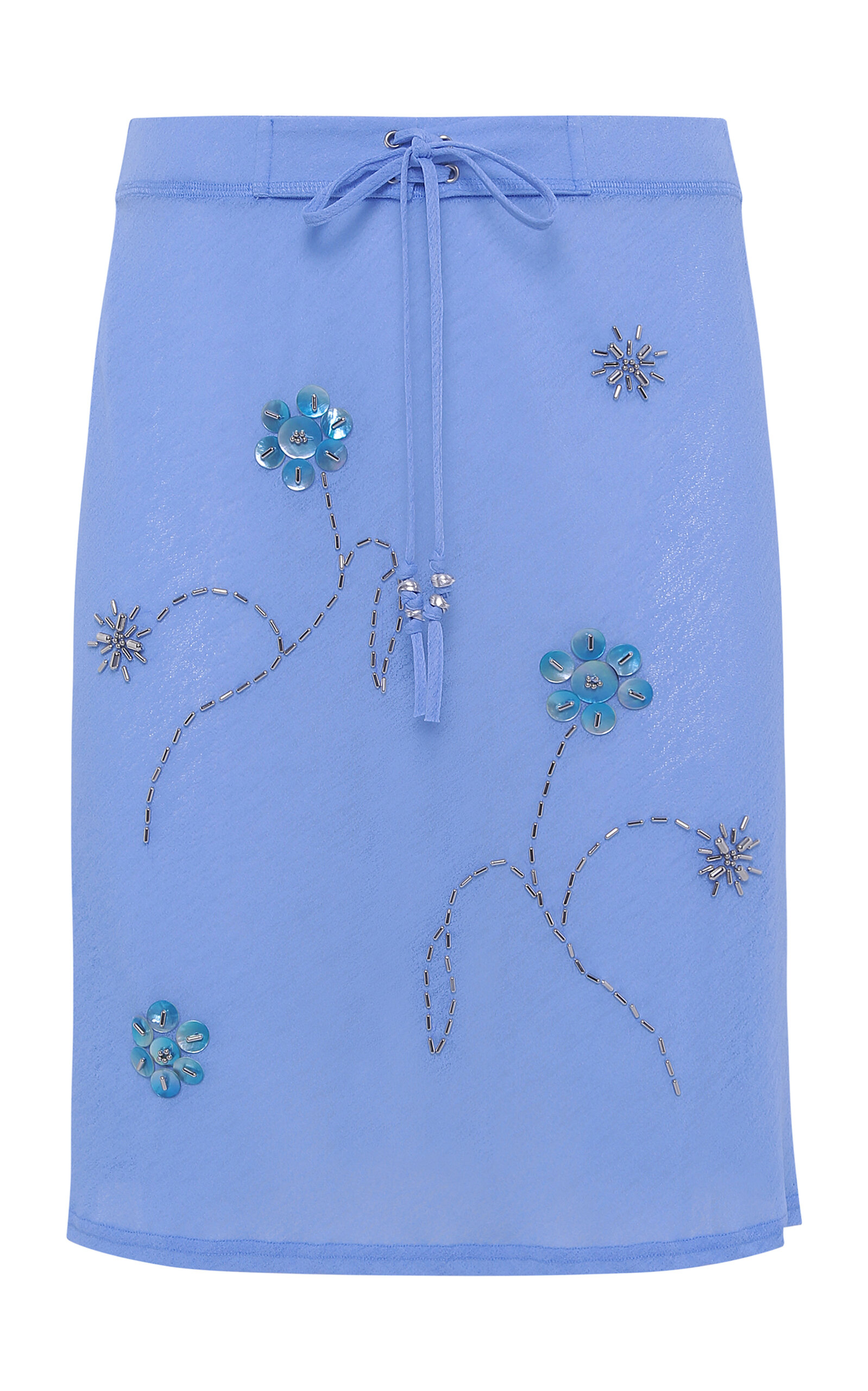 Siedres Liz Embroidered Mesh Midi Skirt In Blue
