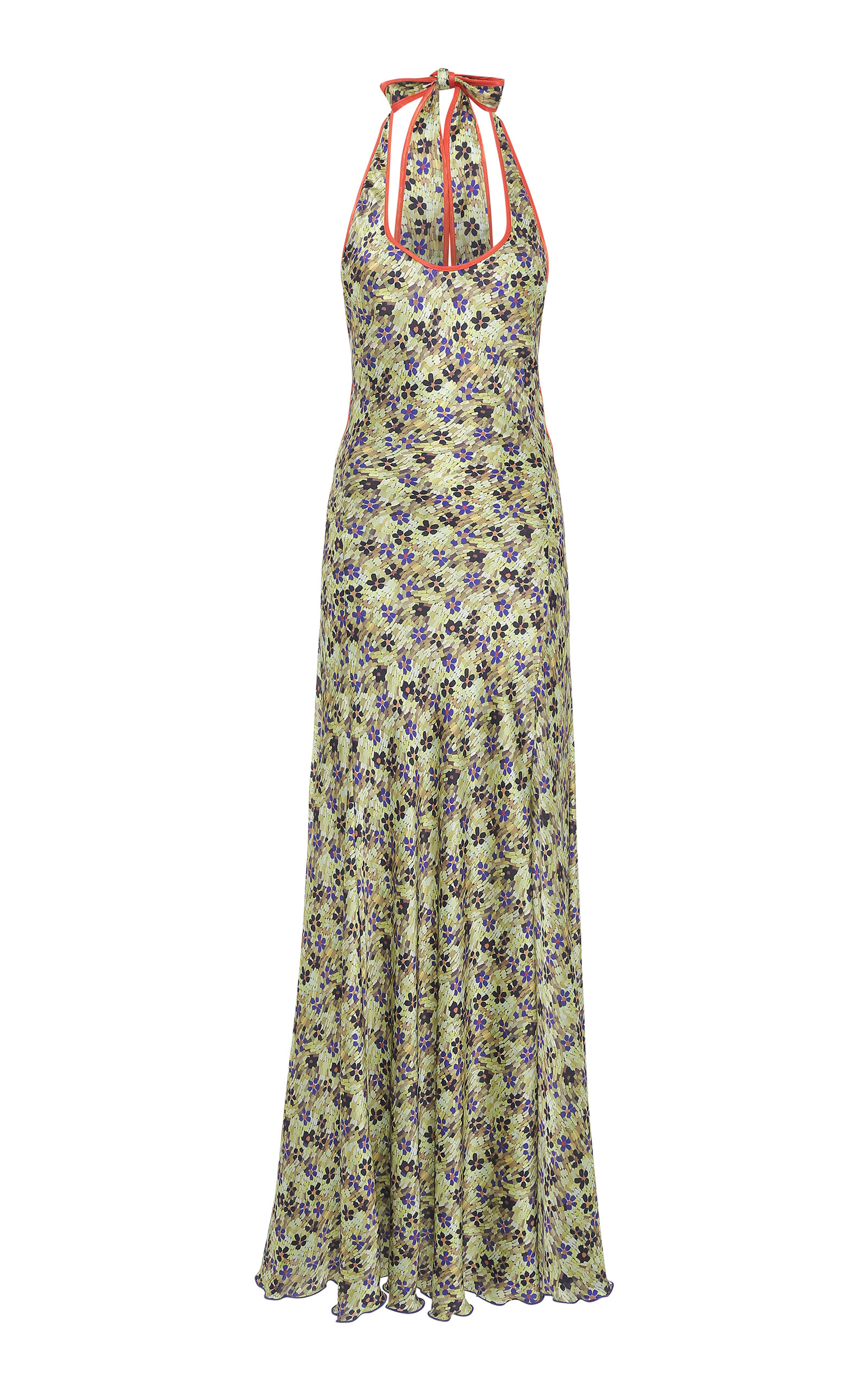 Siedres Samy Floral Satin Maxi Dress In Multi