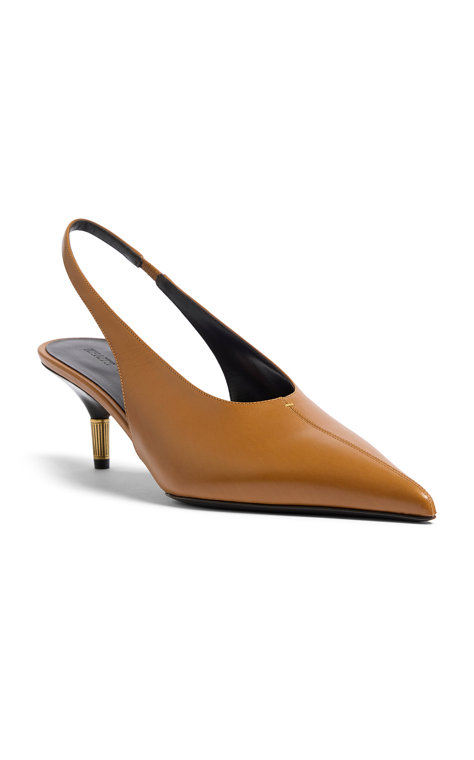 Khaite Bella 55 18kt Gold-plated Leather Slingback Pumps In Brown