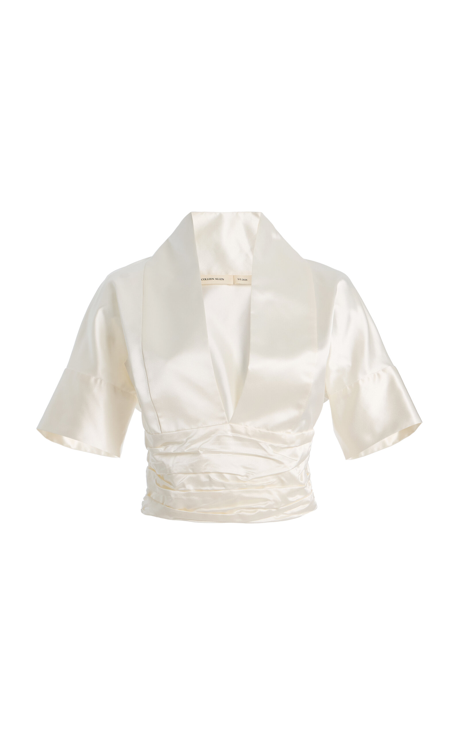 COLLEEN ALLEN Tuxedo Silk Top - Off-White