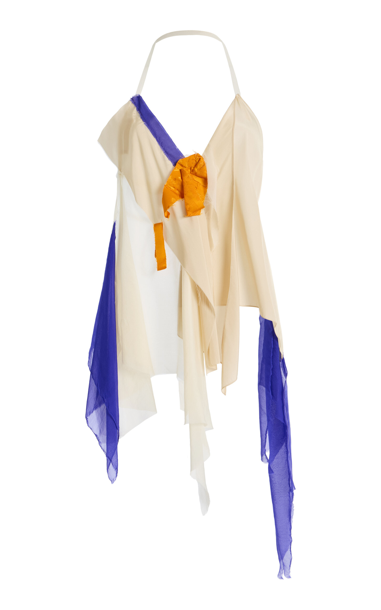 Colleen Allen Patchwork Silk-blend Halter Top In Multi