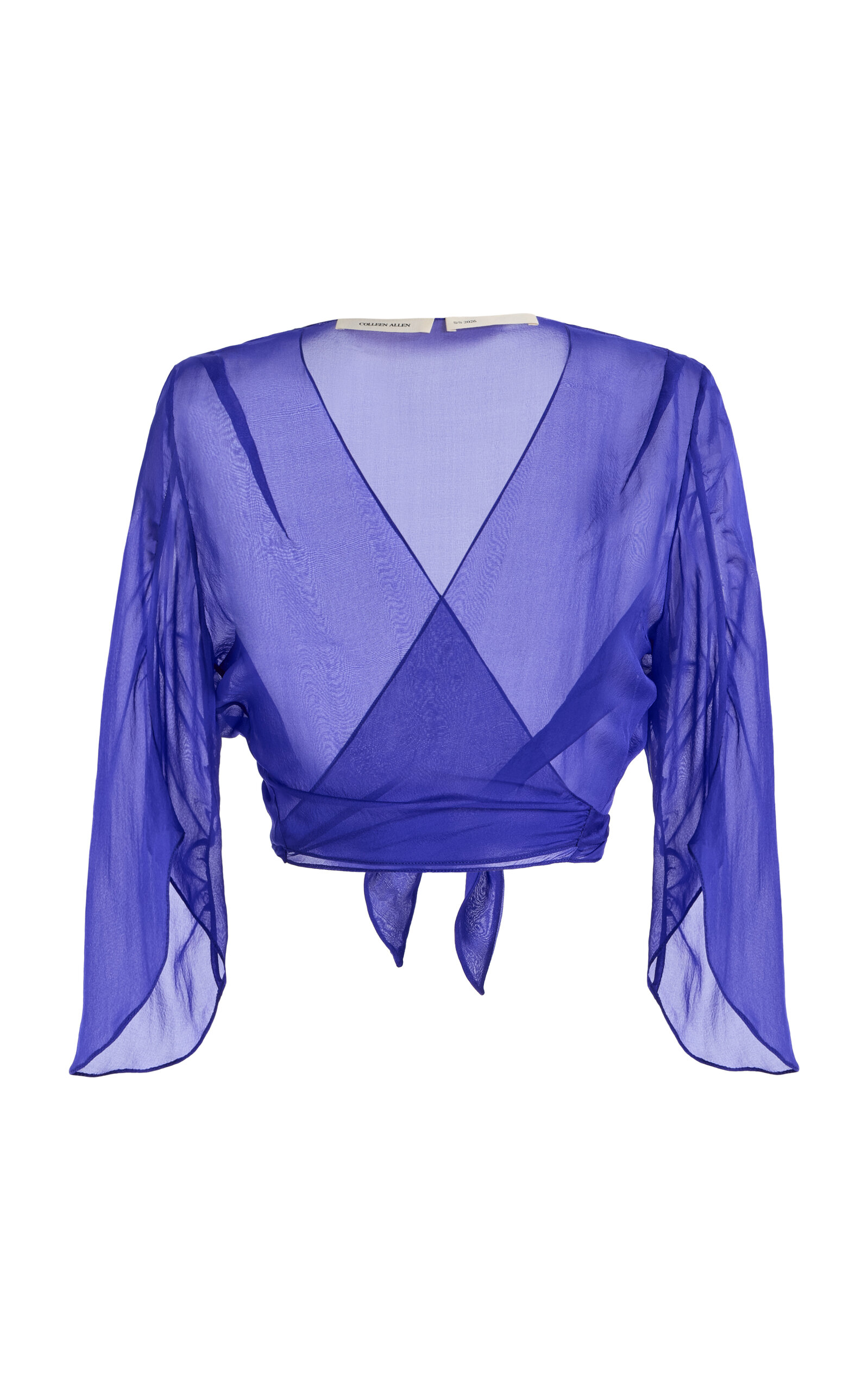 Colleen Allen Draped Ballet Chiffon Silk Top In Blue