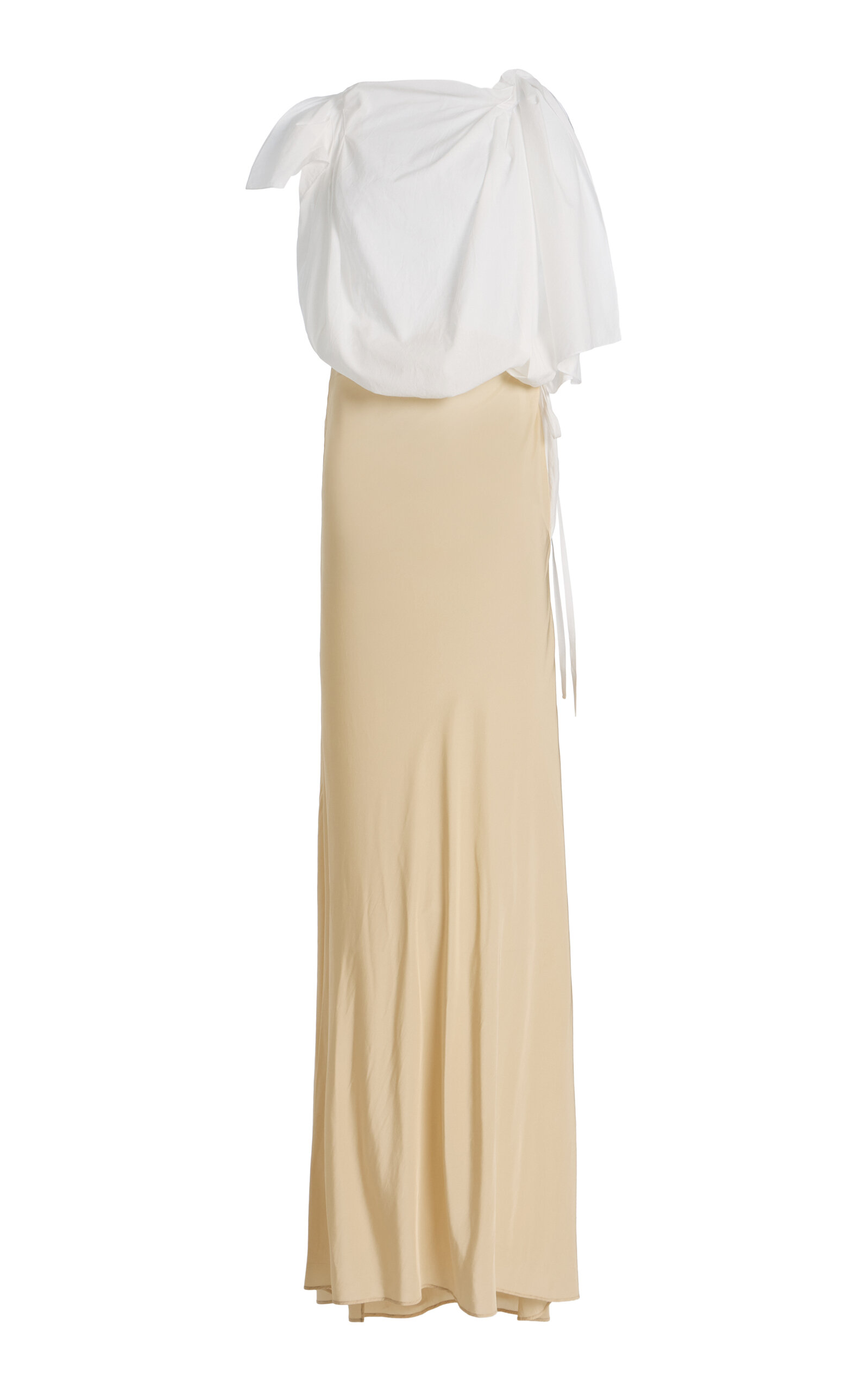 COLLEEN ALLEN Apron Wrap Cotton Blend Dress - Neutral