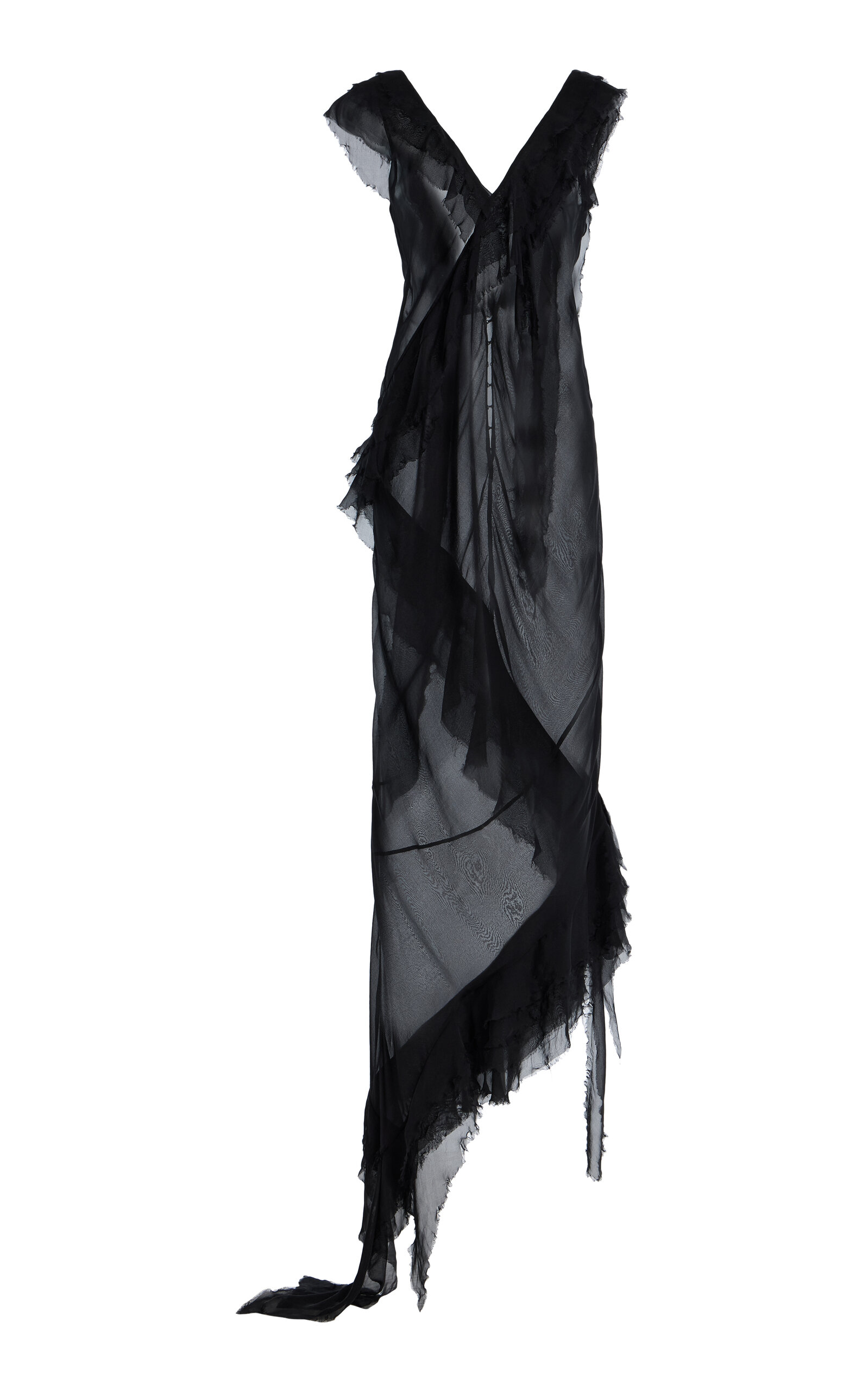 Colleen Allen Bias Ruffle Chiffon Dress In Black