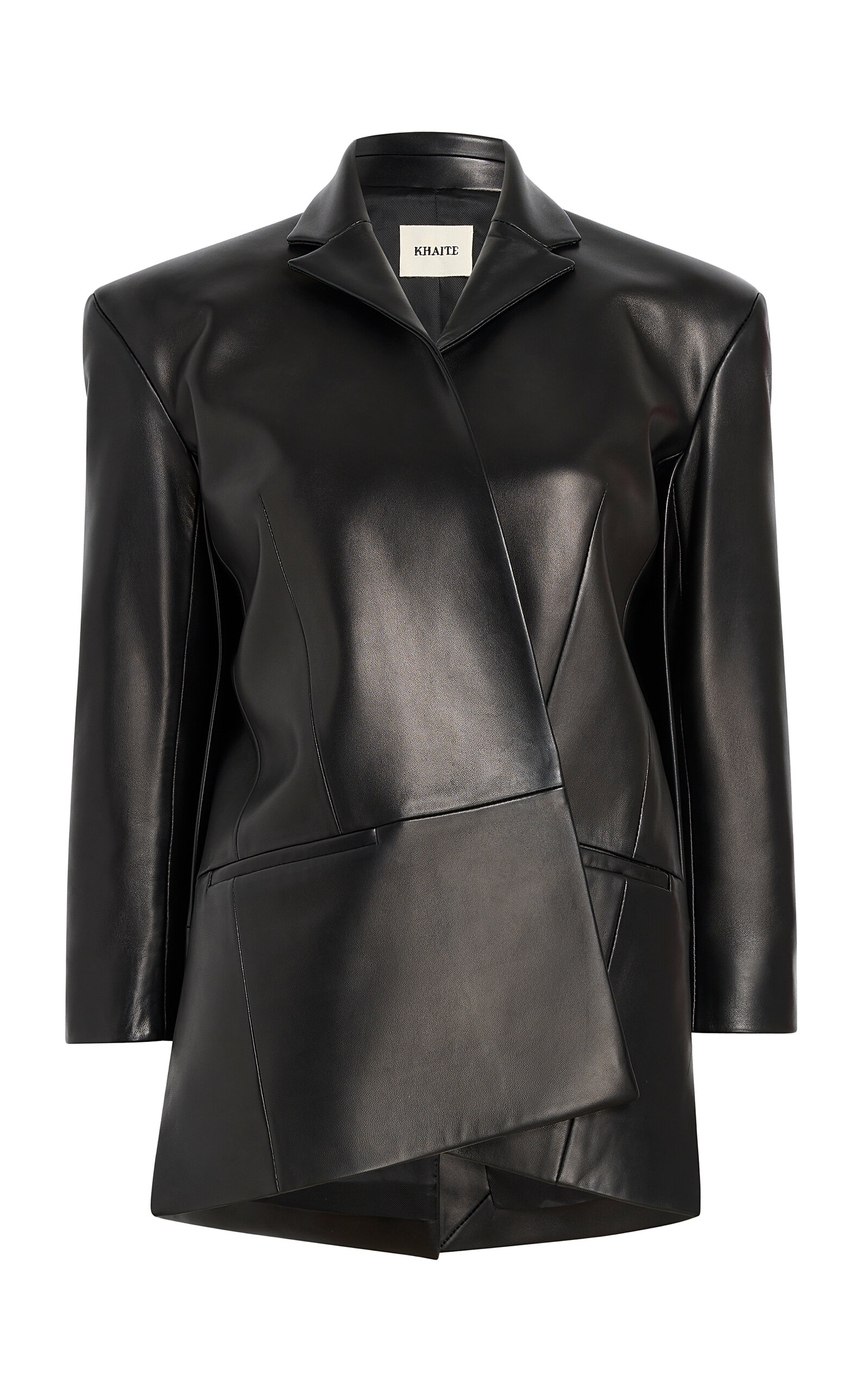 Khaite Palto Plonge Leather Wrap Jacket - Black