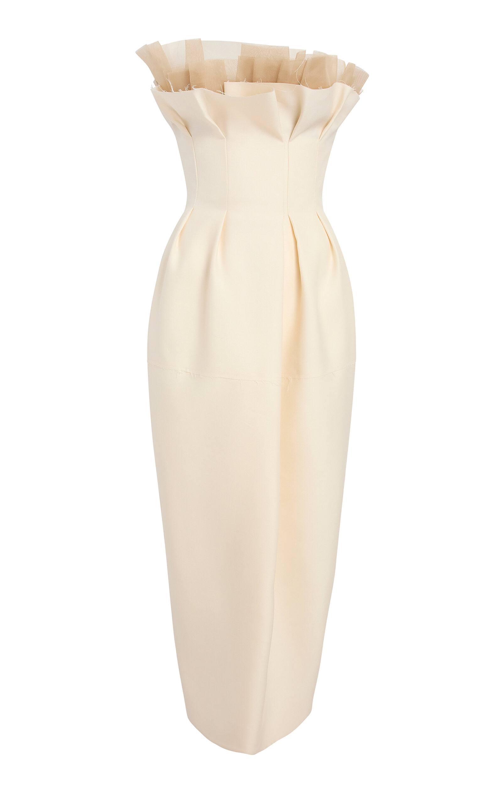 Khaite Salm Ruffled Wool-silk Cady Midi Dress In White