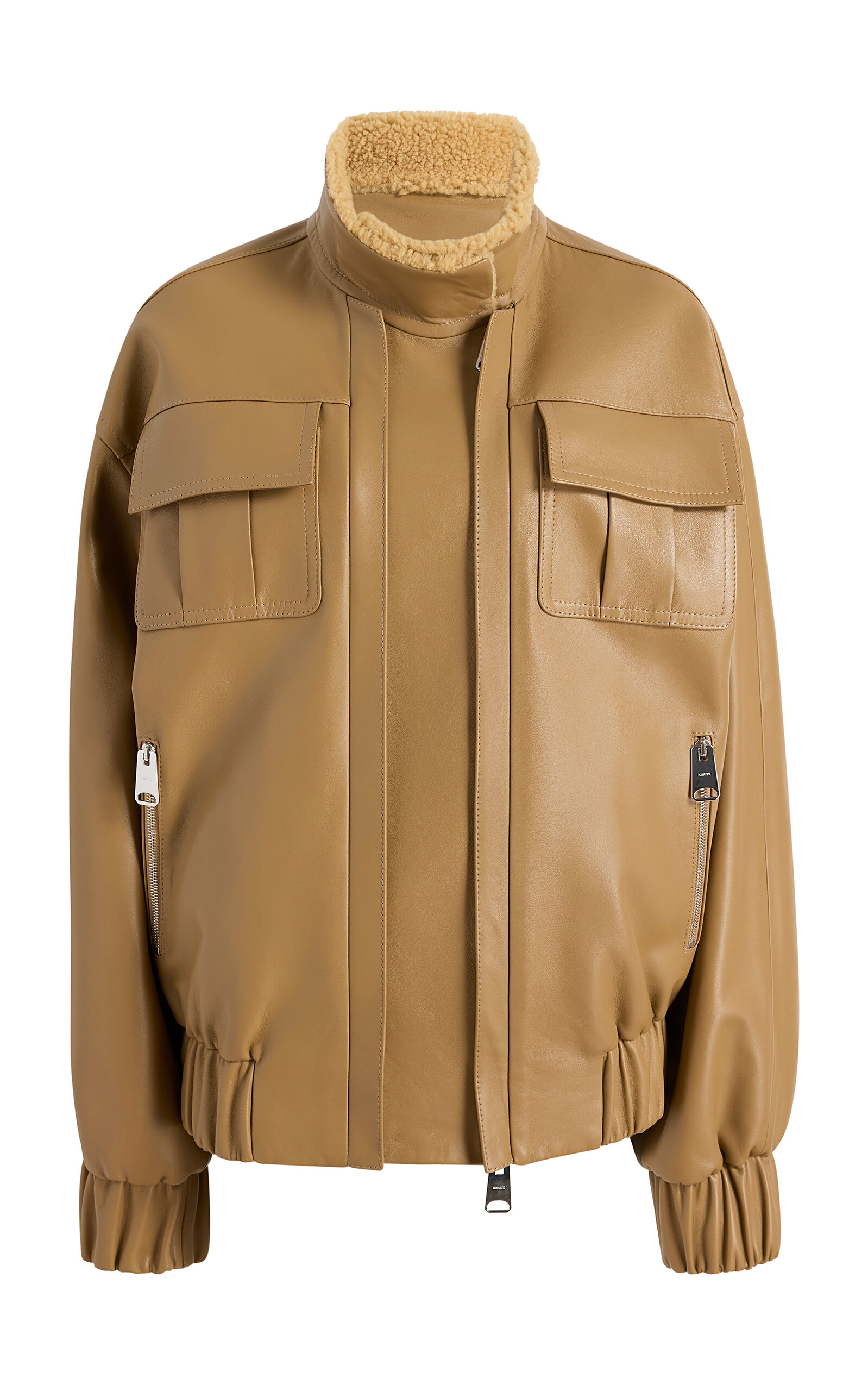 Khaite Malone Plonge Leather Bomber Jacket In Yellow