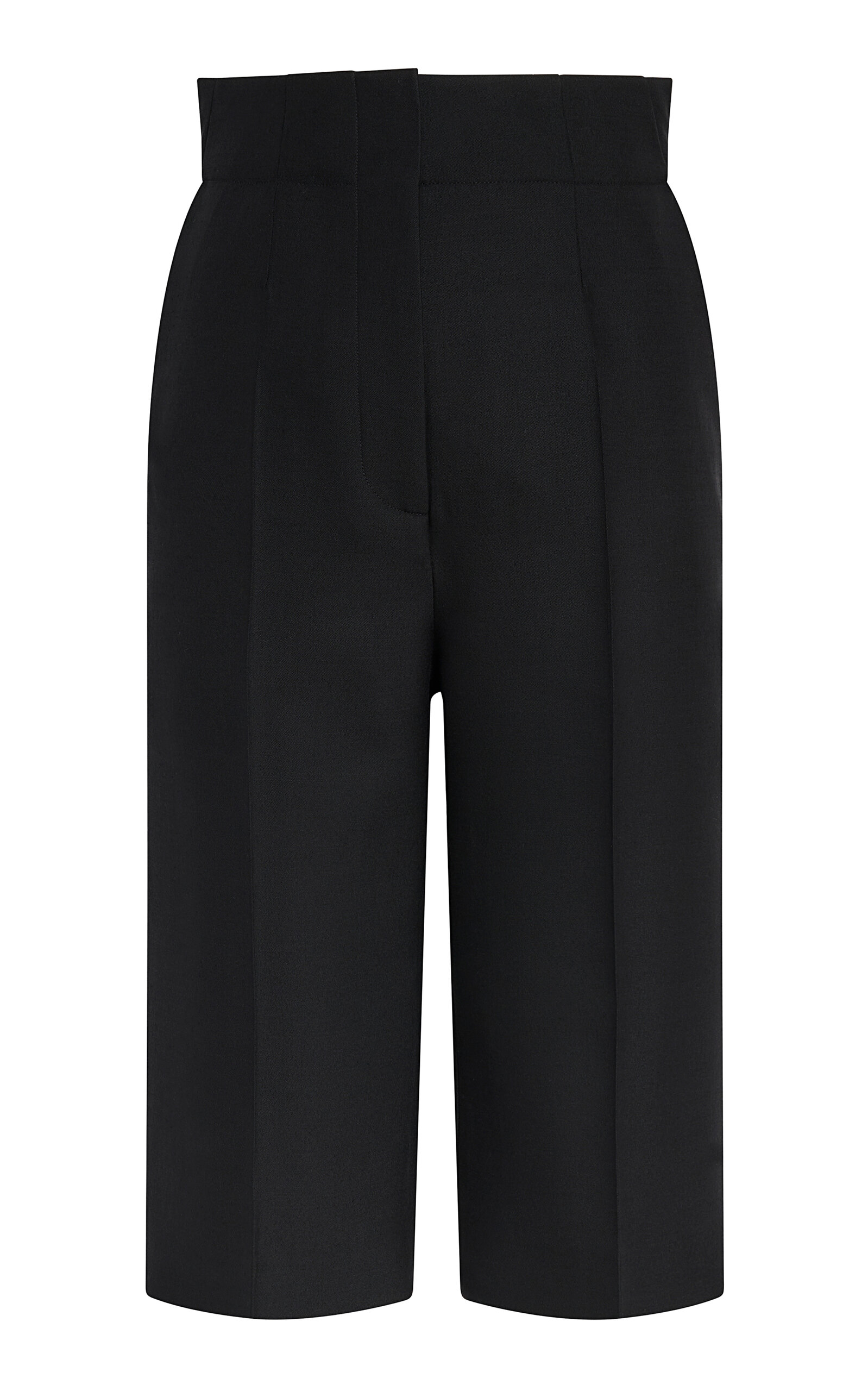 Khaite Raelle Tailored Wool-silk Cady Shorts In Black