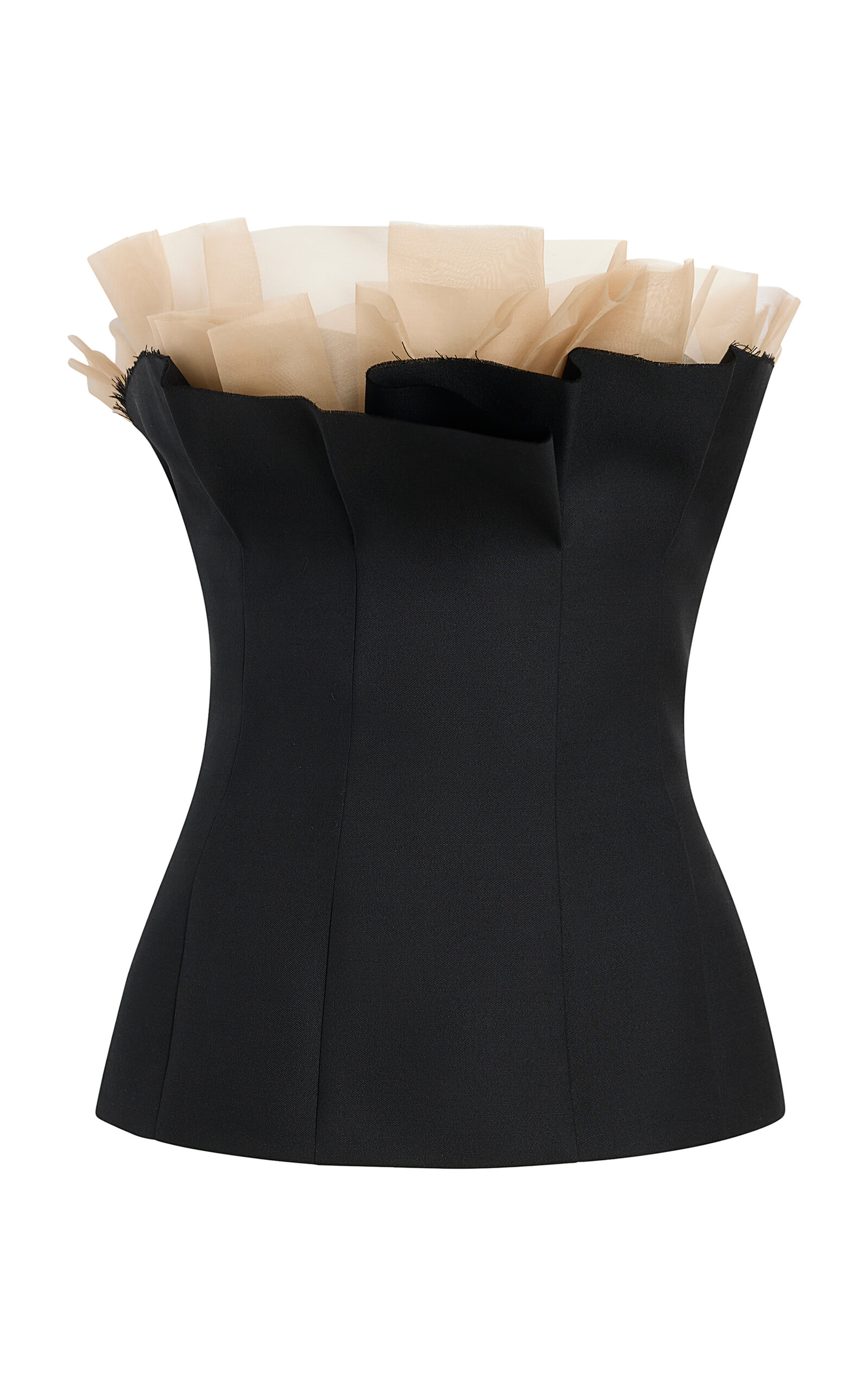 Khaite Sal Ruffled Wool-silk Cady Top In Black