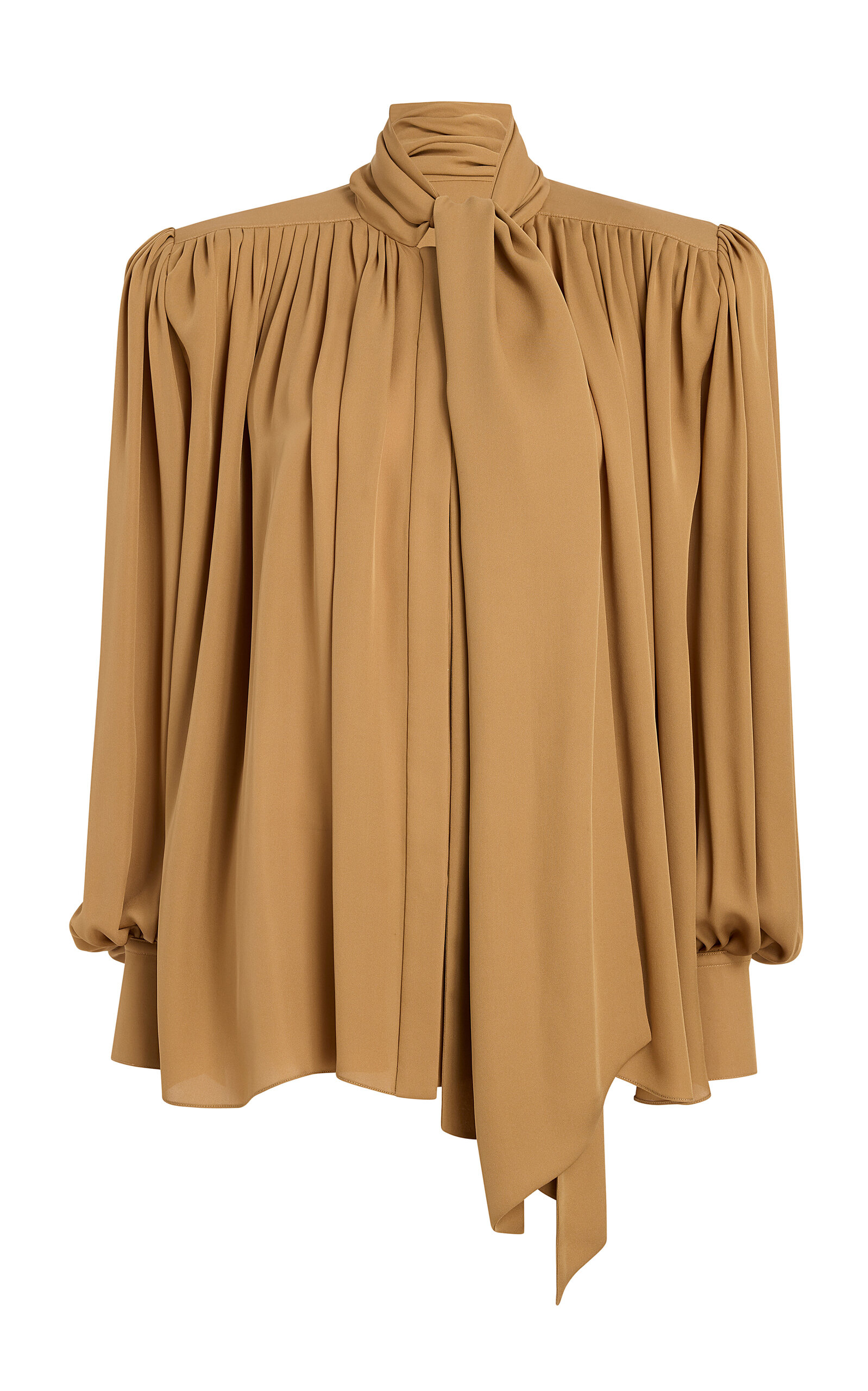 Khaite Vali Tie-Neck Silk Georgette Shirt - Yellow