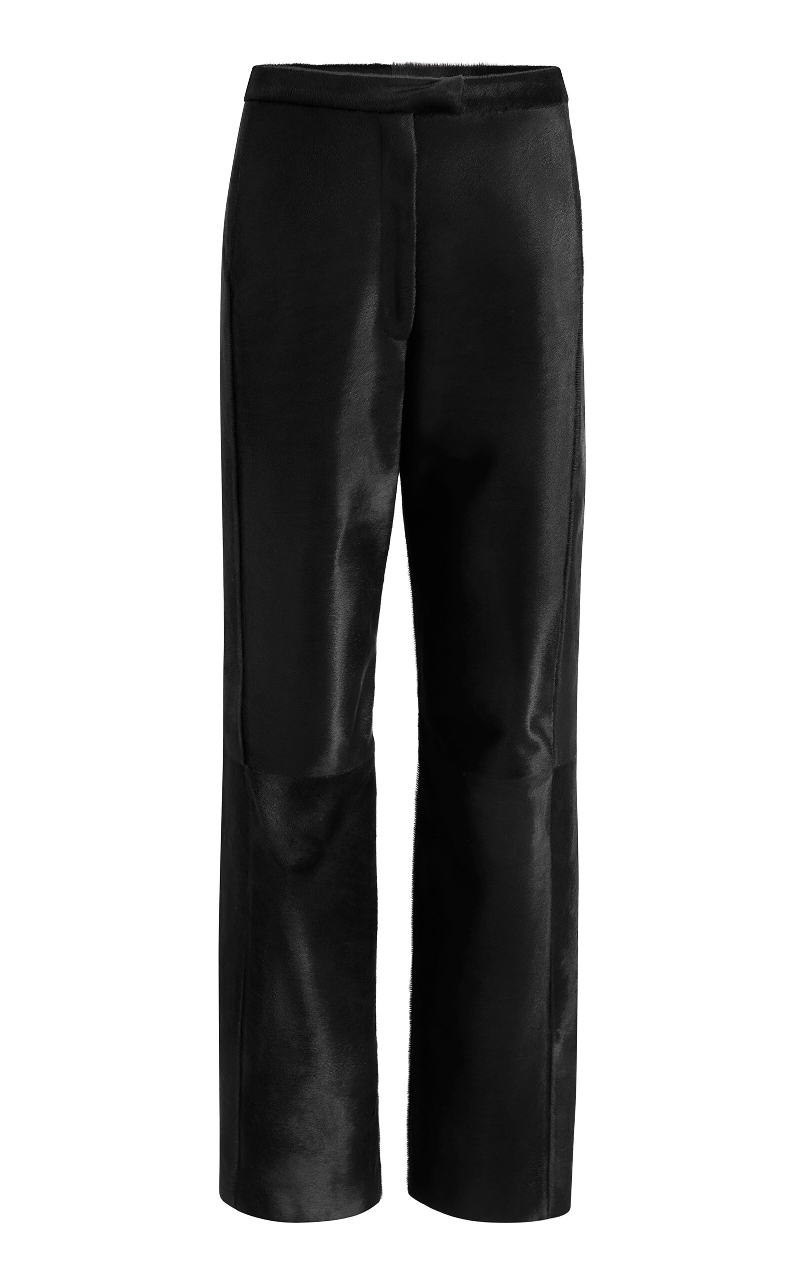 Khaite Borden Calf Hair Straight-Leg Pants - Black