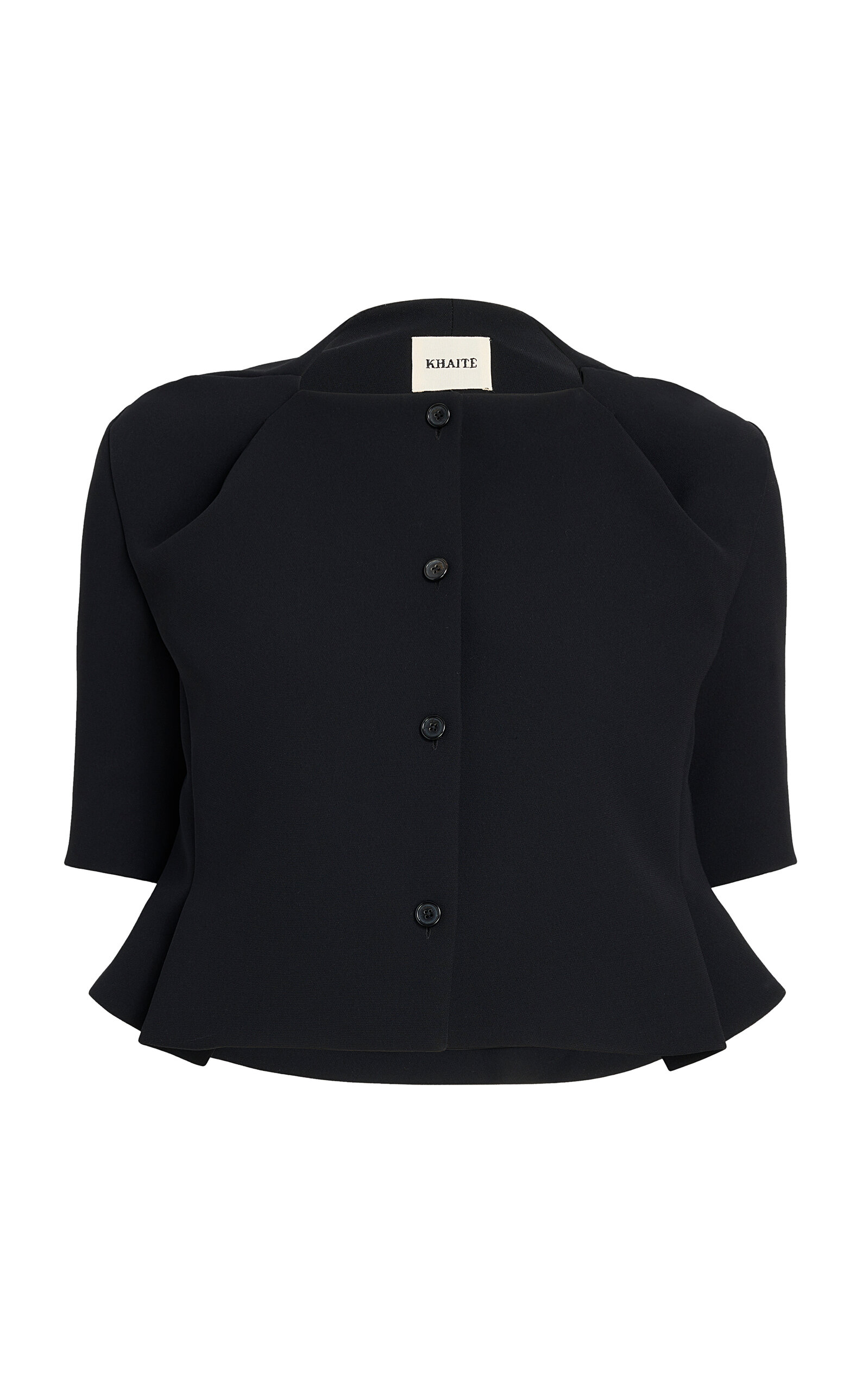 Khaite Franc Folded-neckline Button-fastening Jacket In Black