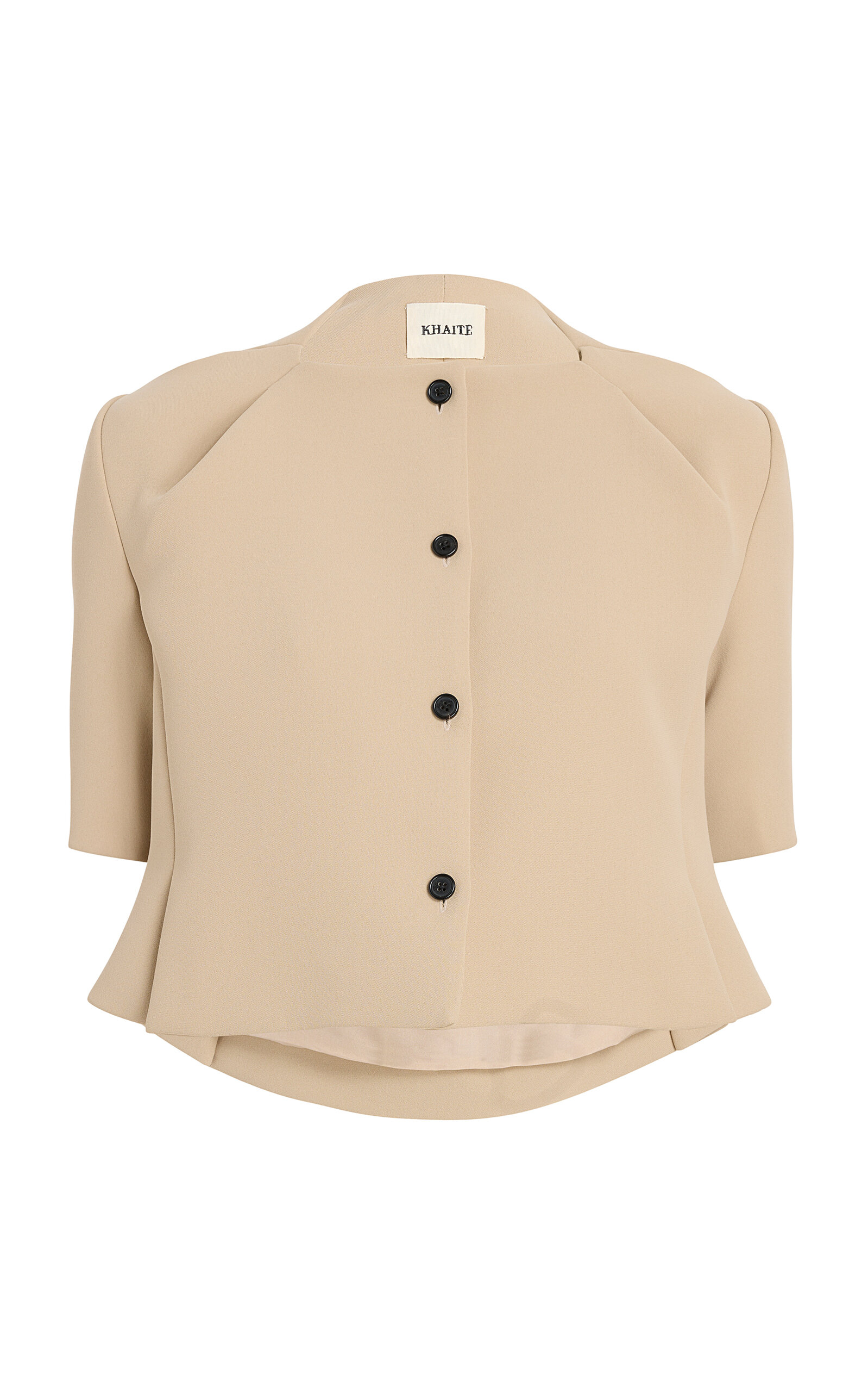 Khaite Franc Crepe Peplum Jacket In Brown