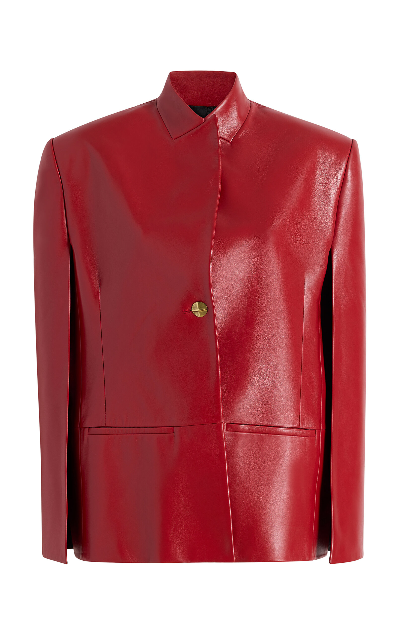 Khaite Dolso Cape-Sleeve Plonge Leather Jacket