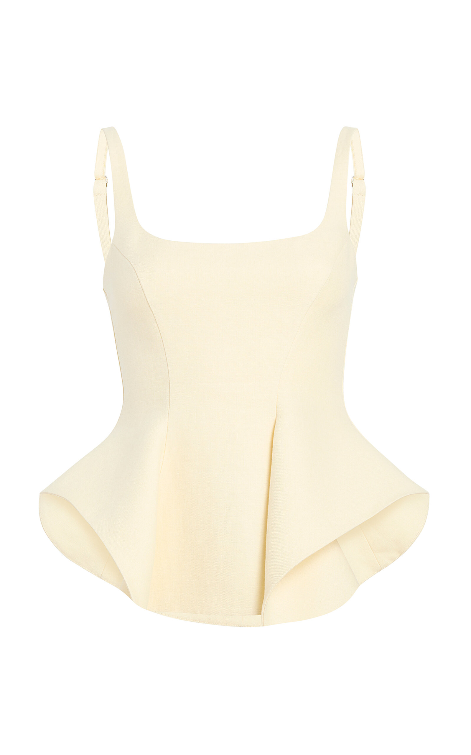 Khaite Loa Linen Suiting Peplum Top - Neutral