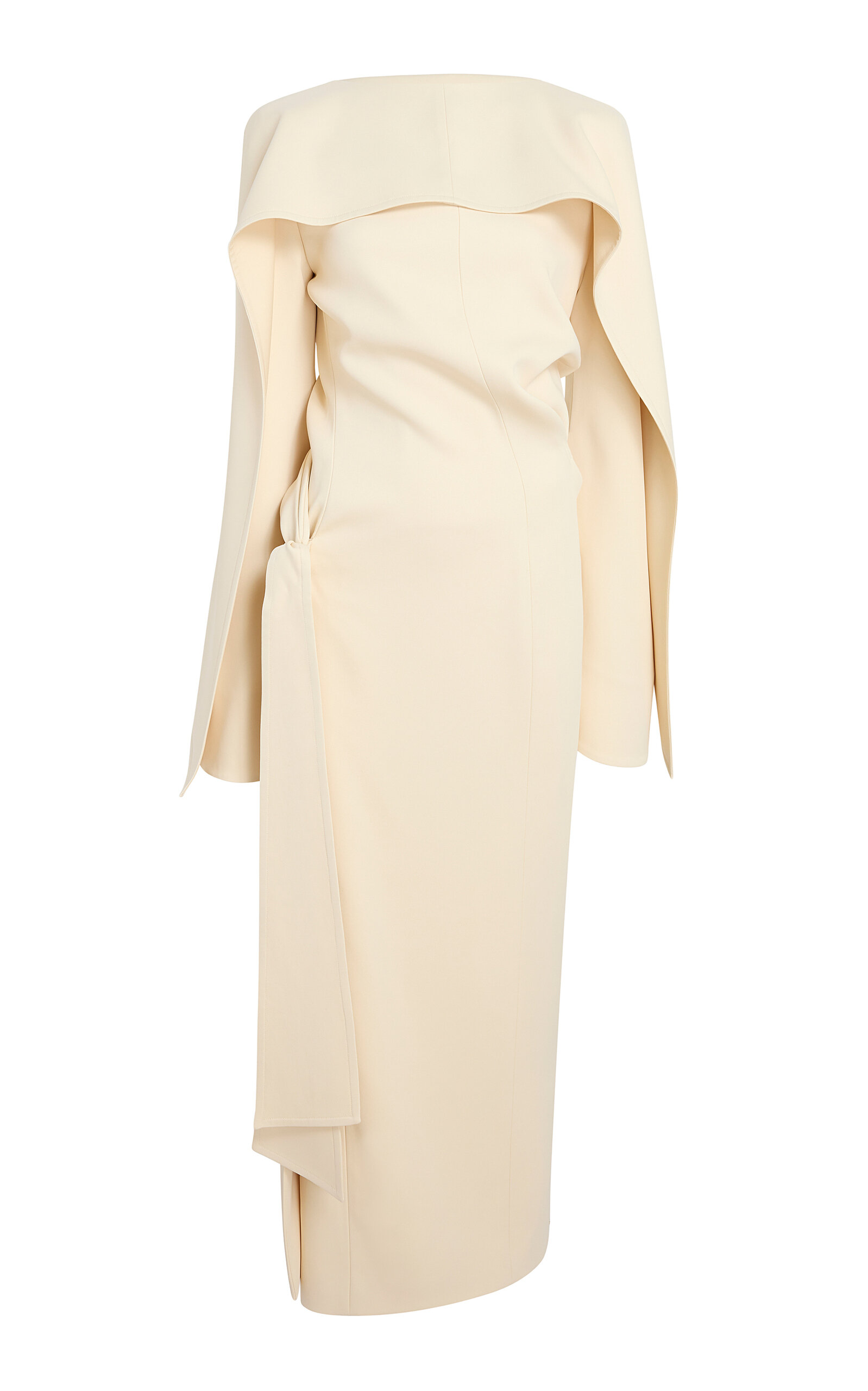 Khaite Yon Crepe Satin Midi Dress In Neutral