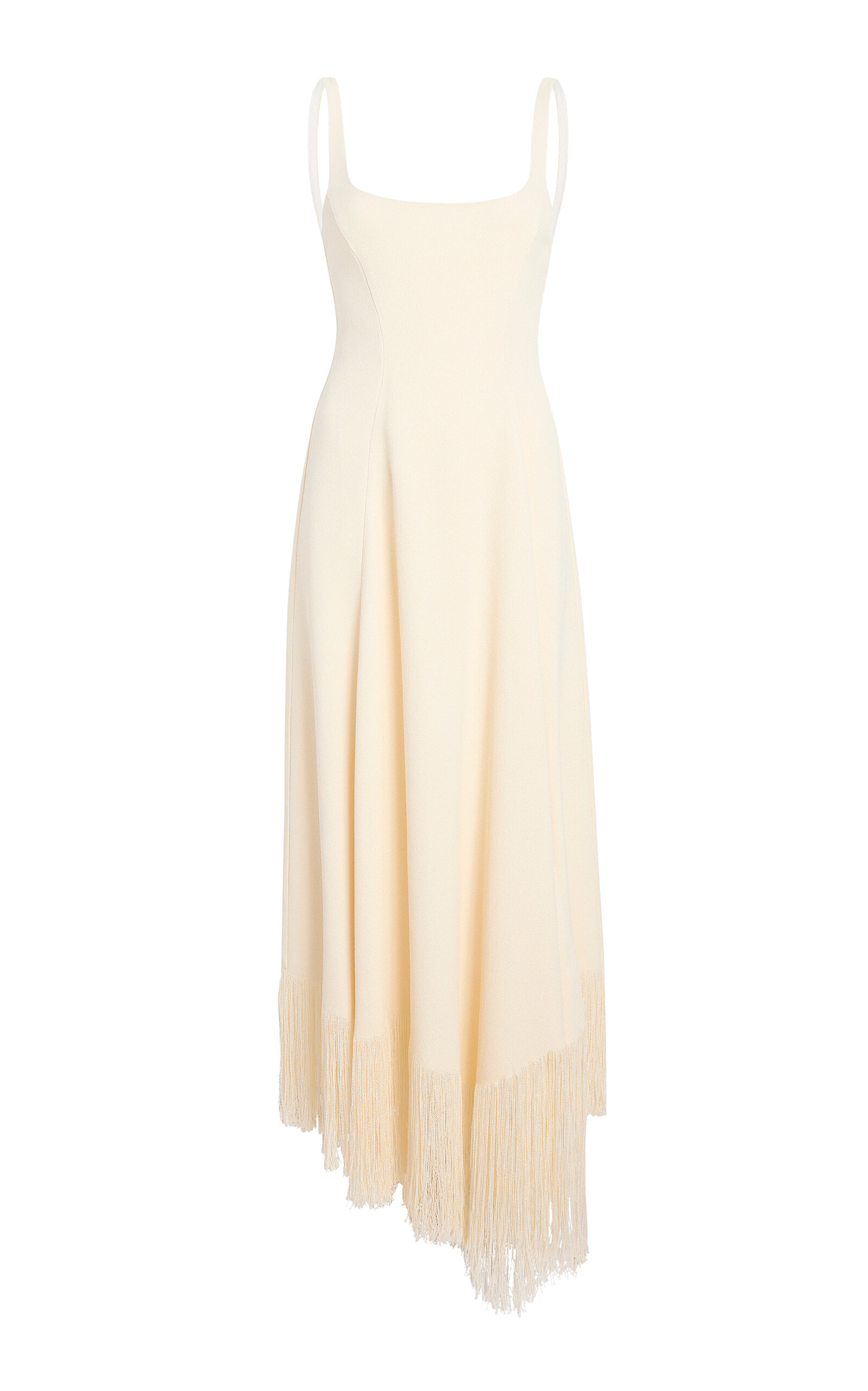 Khaite Vivian Fringed Crepe Maxi Dress In White