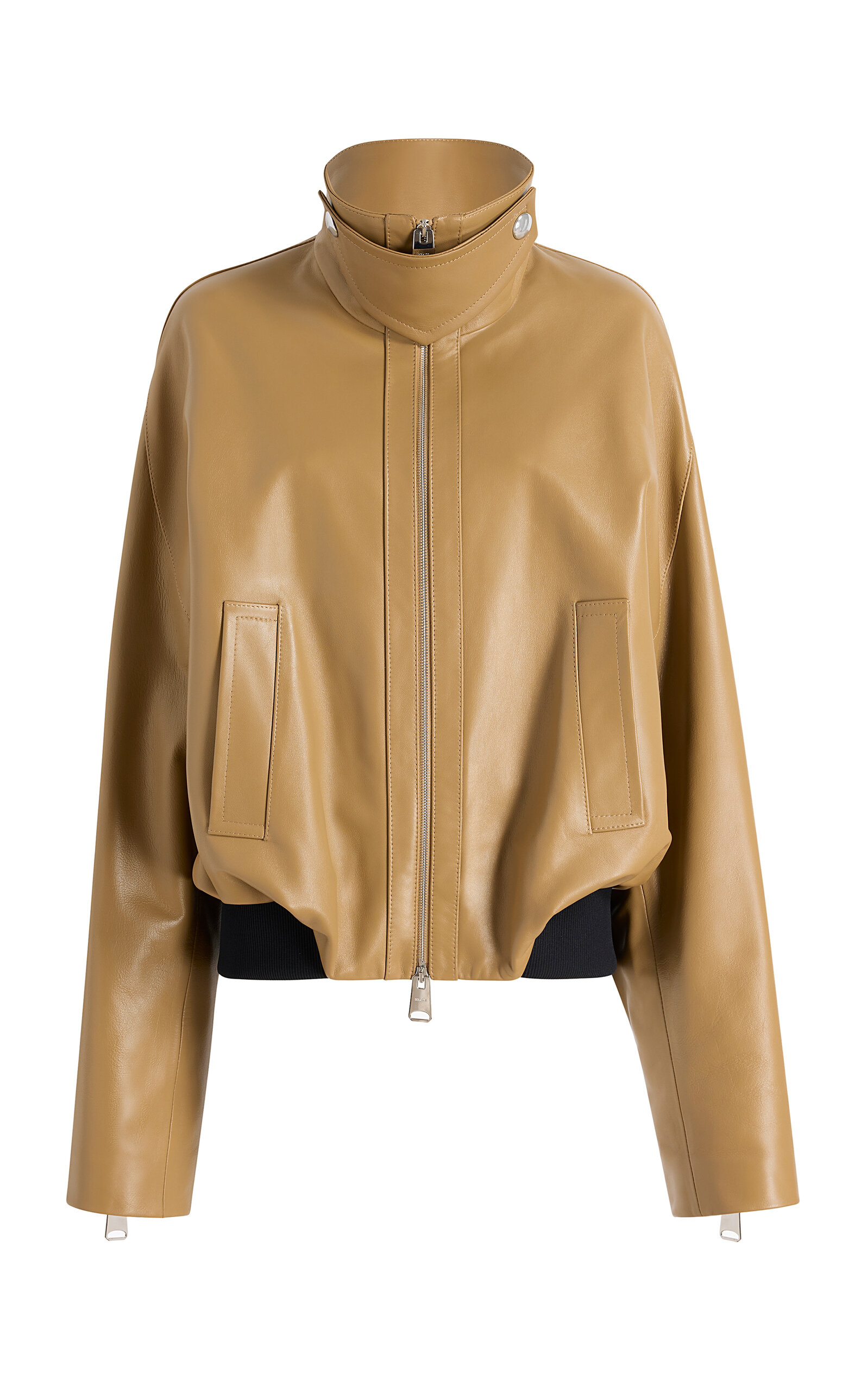 Khaite Hamett Plonge Leather Jacket In Nude