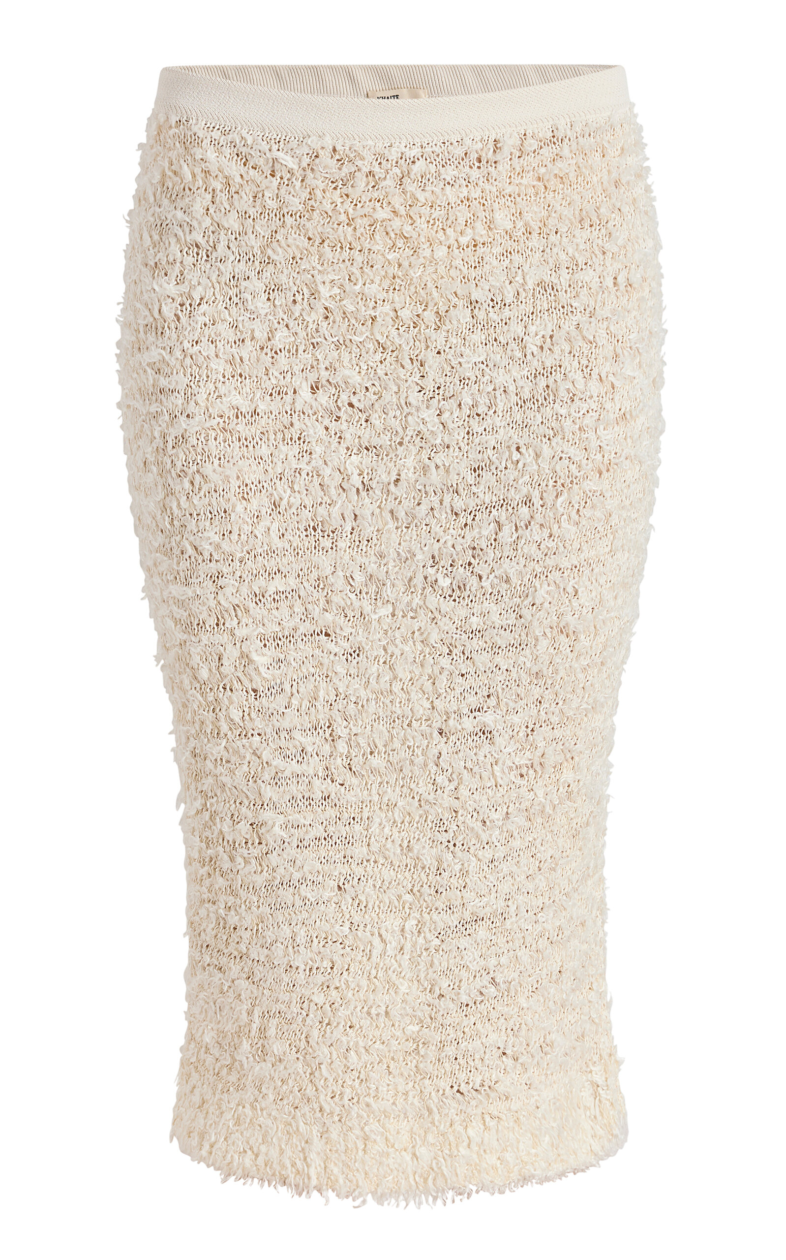 Khaite Adela Knit Bouclé Midi Skirt In Neutral